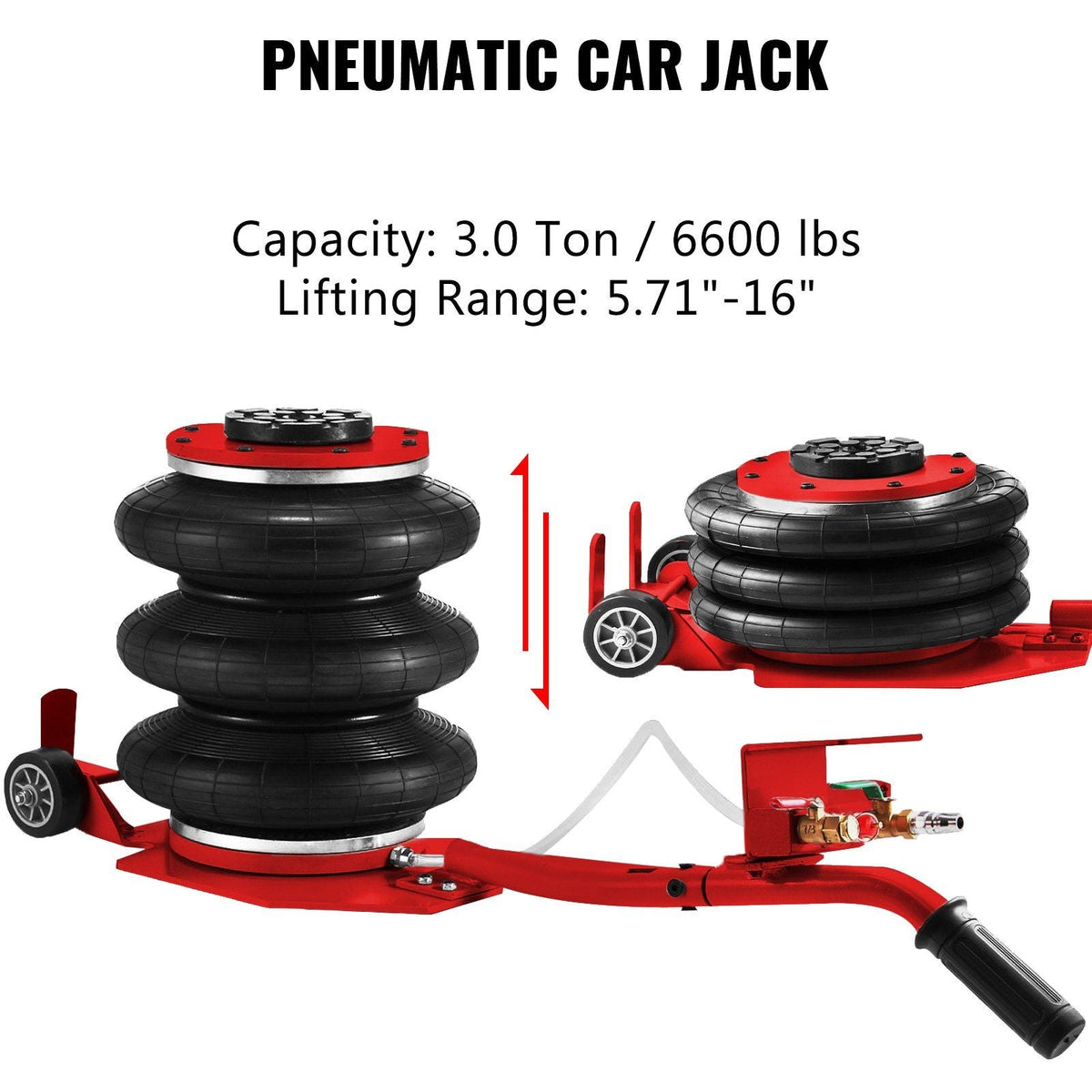 Car Frame Puller Set, 6 Ton PSI Air Pump Frame Puller, 10000 PSI Foot-Operated Hydraulic Pump, 3 Ton Air Bag Jack, Auto Body Frame Straightener, with Double-Head Clamps And Casters