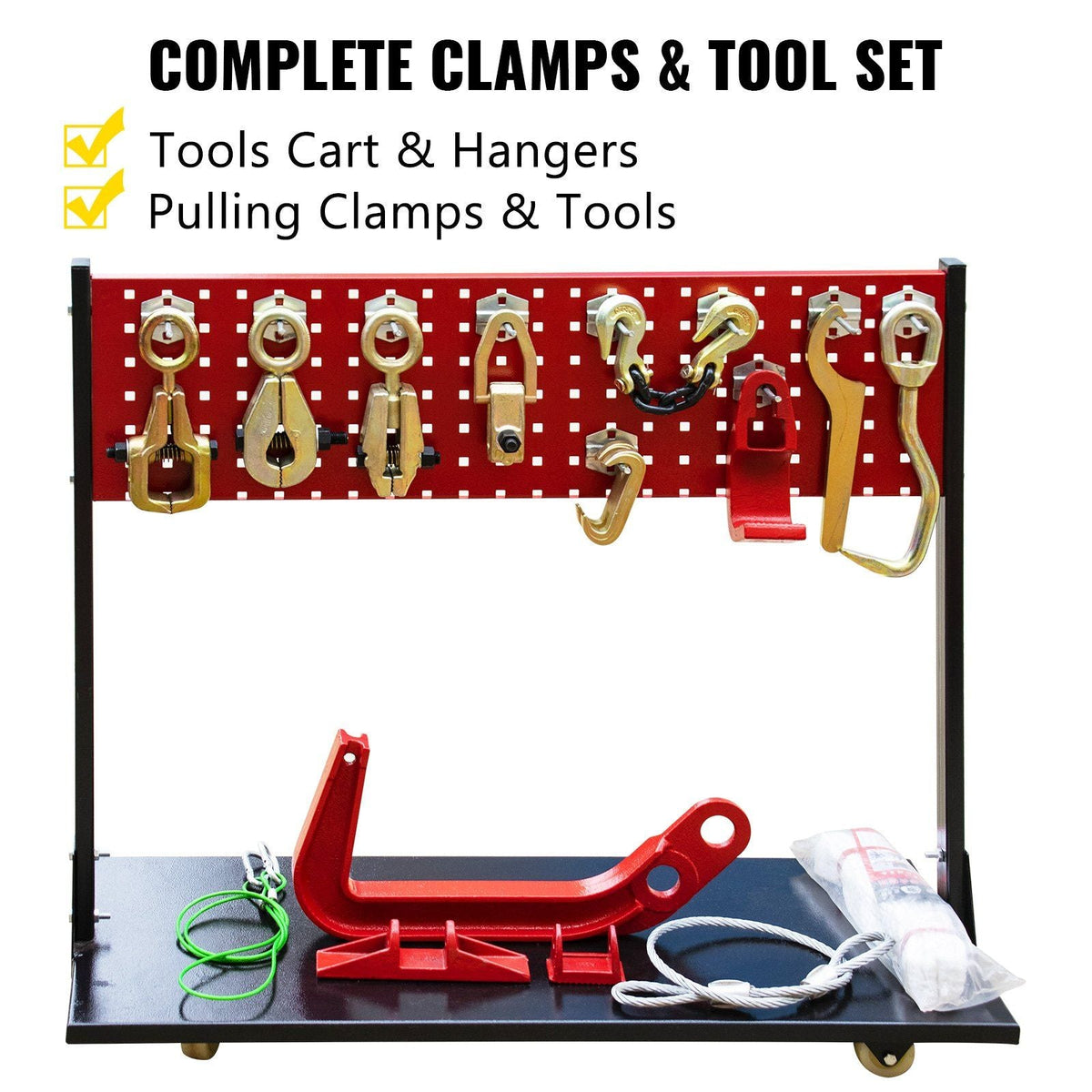 Car Frame Puller Set, 6 Ton PSI Air Pump Frame Puller, 10000 PSI Foot-Operated Hydraulic Pump, 3 Ton Air Bag Jack, Auto Body Frame Straightener, with Double-Head Clamps And Casters