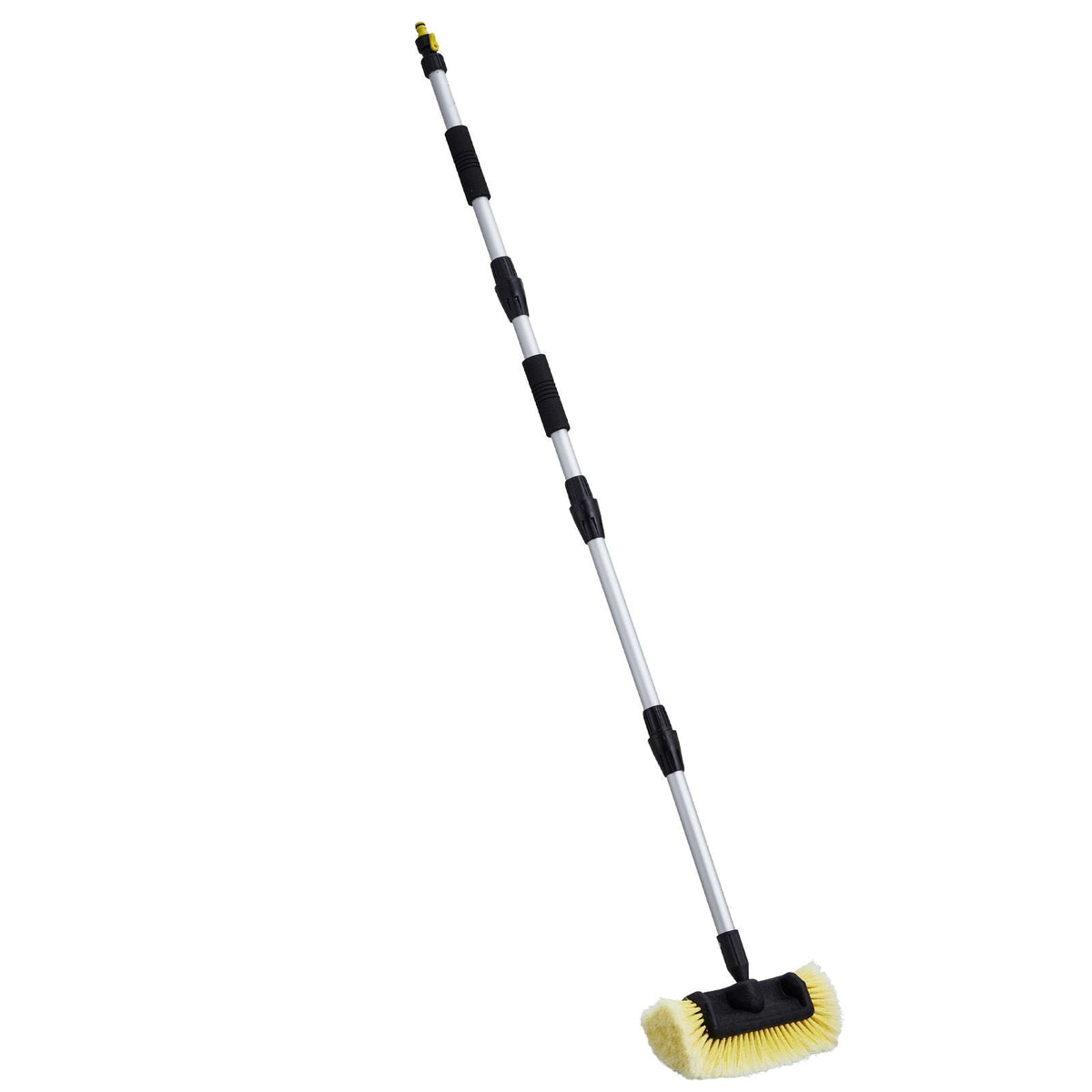 Car Wash Brush, 66.7-Inch Extendable Car Washing Brush with Long Handle, 12" Scratch-Free Soft PVC Bristle Head, Flow-Thru Car Cleaning Mop Kit with Water Hose Attachment for Car RV Boat