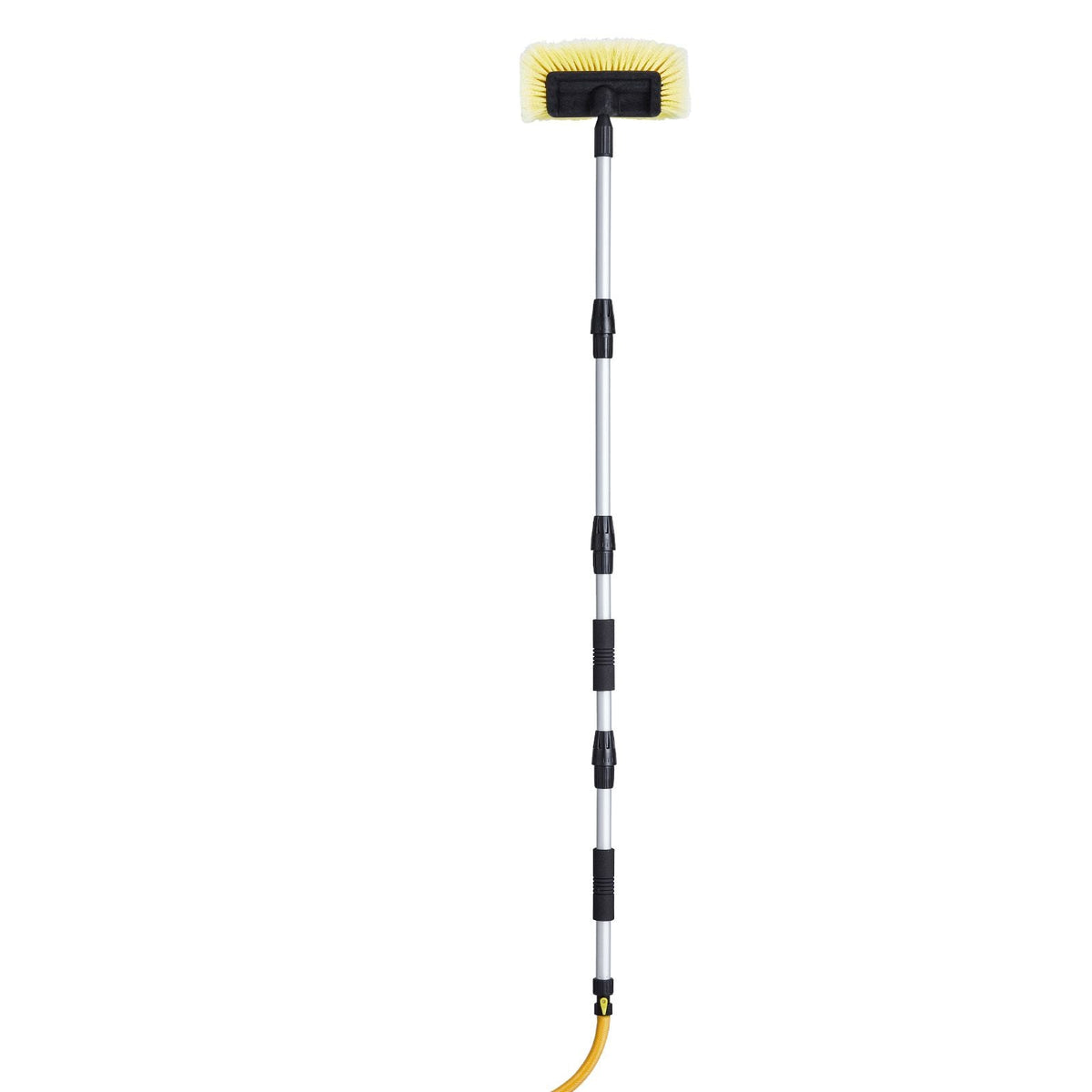 Car Wash Brush, 66.7-Inch Extendable Car Washing Brush with Long Handle, 12" Scratch-Free Soft PVC Bristle Head, Flow-Thru Car Cleaning Mop Kit with Water Hose Attachment for Car RV Boat