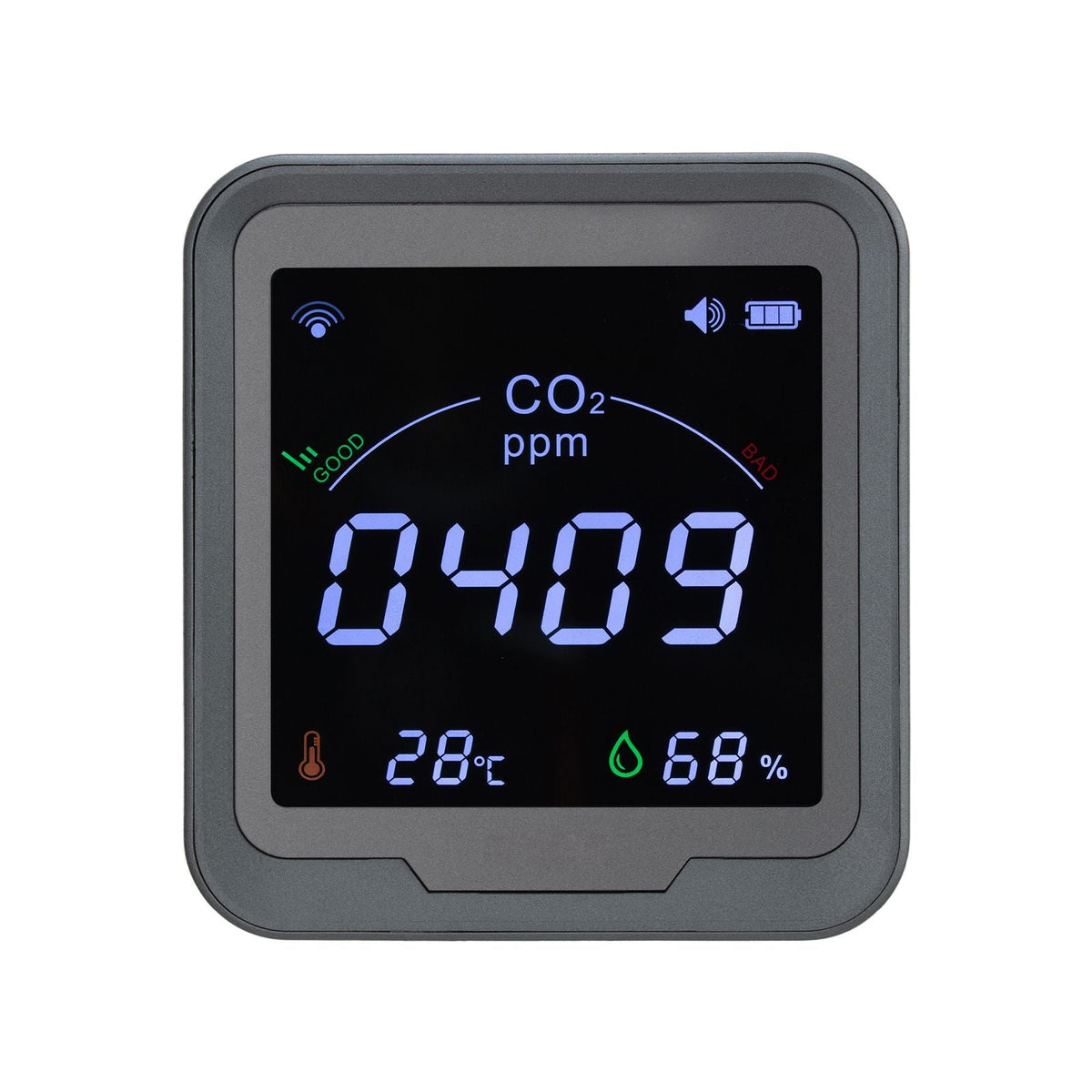 Carbon Dioxide Monitor, CO2 Controller with Temperature and Humidity Display, NDIR Sensor, CO2 Sensor for Outdoors, Home, Office, Car, Wall-Mounted Use