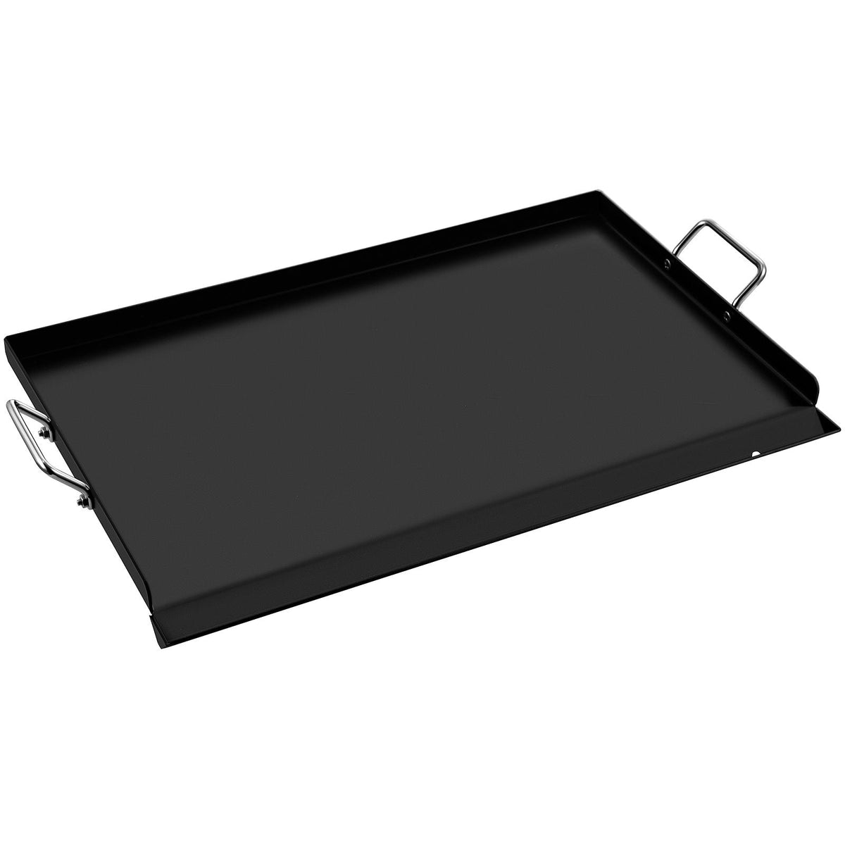 Carbon Steel Griddle, 16" x 24" Griddle Flat Top Plate, Griddle for BBQ Charcoal/Gas Gril with 2 Handles, Rectangular Flat Top Grill with Extra Drain Hole for Tailgating and Parties