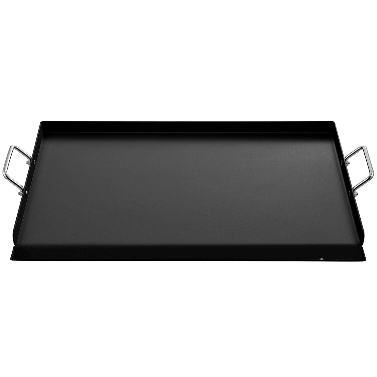 Carbon Steel Griddle, 16" x 24" Griddle Flat Top Plate, Griddle for BBQ Charcoal/Gas Gril with 2 Handles, Rectangular Flat Top Grill with Extra Drain Hole for Tailgating and Parties