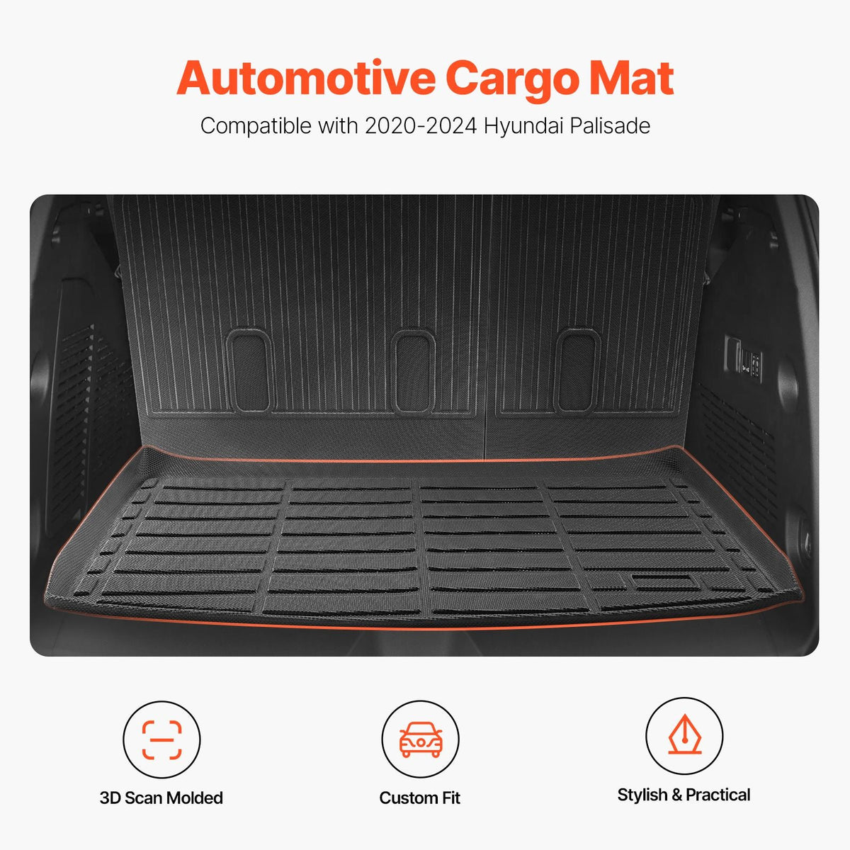 Cargo Mats Compatible Chevrolet Tahoe & GMC Yukon 2021-2024, Custom Fit TPE Cargo Liner Set for SUVs, Trunk and Rear Back Seat Protector Replacement, Trunk Mat and Backrest Mats