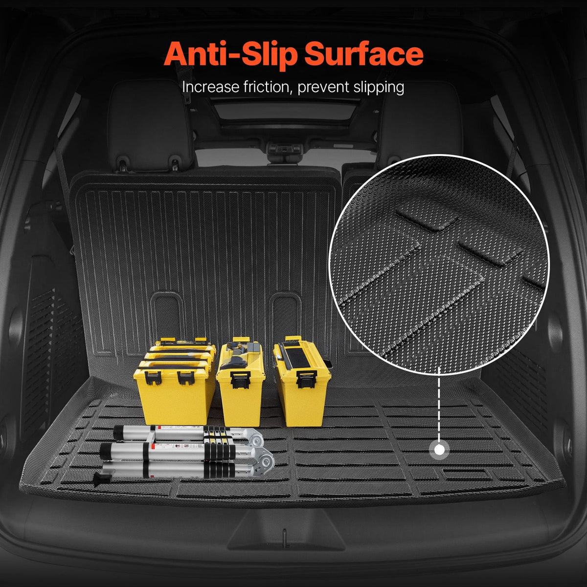 Cargo Mats Compatible Chevrolet Tahoe & GMC Yukon 2021-2024, Custom Fit TPE Cargo Liner Set for SUVs, Trunk and Rear Back Seat Protector Replacement, Trunk Mat and Backrest Mats