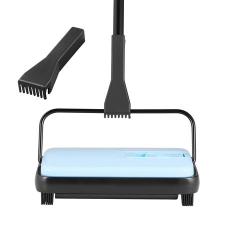 Carpet Sweeper Manual, Floor Sweeper with 300 ml Dustbin Capacity Easy to Empty, 6.7 inch Cleaning Width for Home Office Carpets Pet Hair Dust, Blue