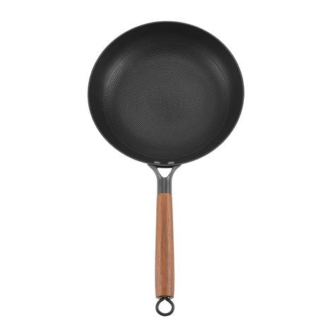Cast Iron Skillet, 3-Piece Frying Pan Set (8, 10, 12 in), Nonstick Skillets with Detachable Wood Handle, Pre-Seasoned Chef's Pan, Kitchen Cookware for Gas, Electrical, and Induction, Black