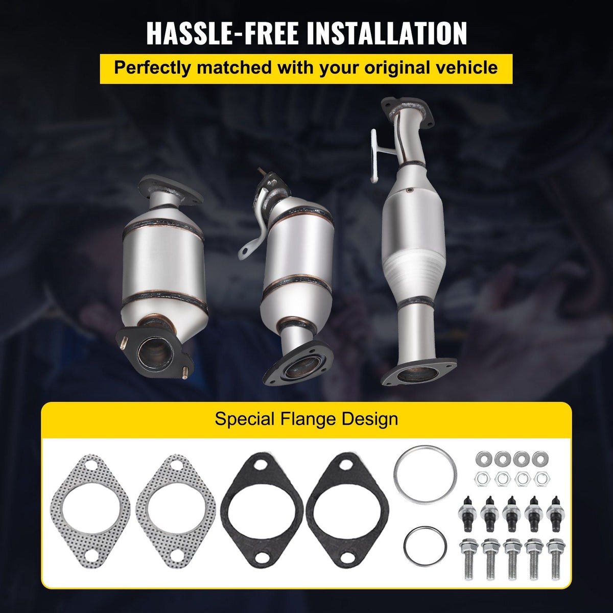 Catalytic Converter, 3 Pcs Exhaust Pipe Stainless Steel High Flow Cat, for Chevrolet Traverse 09-17 3.6L V6/Buick Enclave 07-10/GMC Acadia 07-17/Saturn Outlook 3.6L 07-10 (EPA Compliant)
