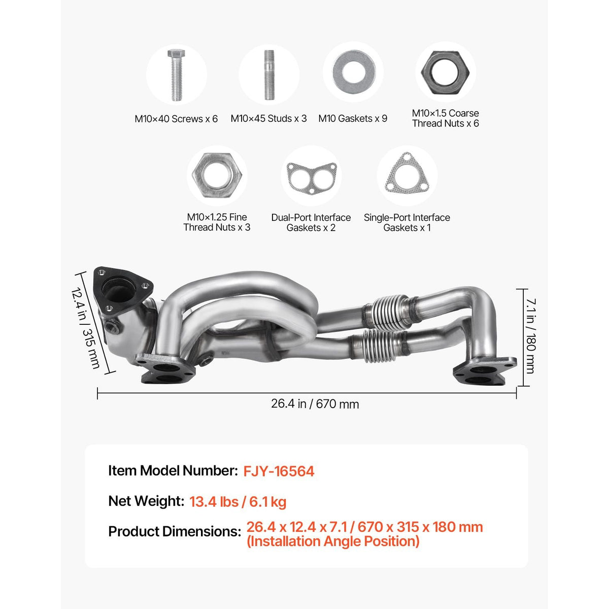 Catalytic Converter, Compatible with Subaru Forester Impreza Legacy Outback/ SAAB 9-2X, 2.5L H4, Front, Replacement OE 16564, Stainless Steel High Flow Converter, for Exhaust Gas Purification