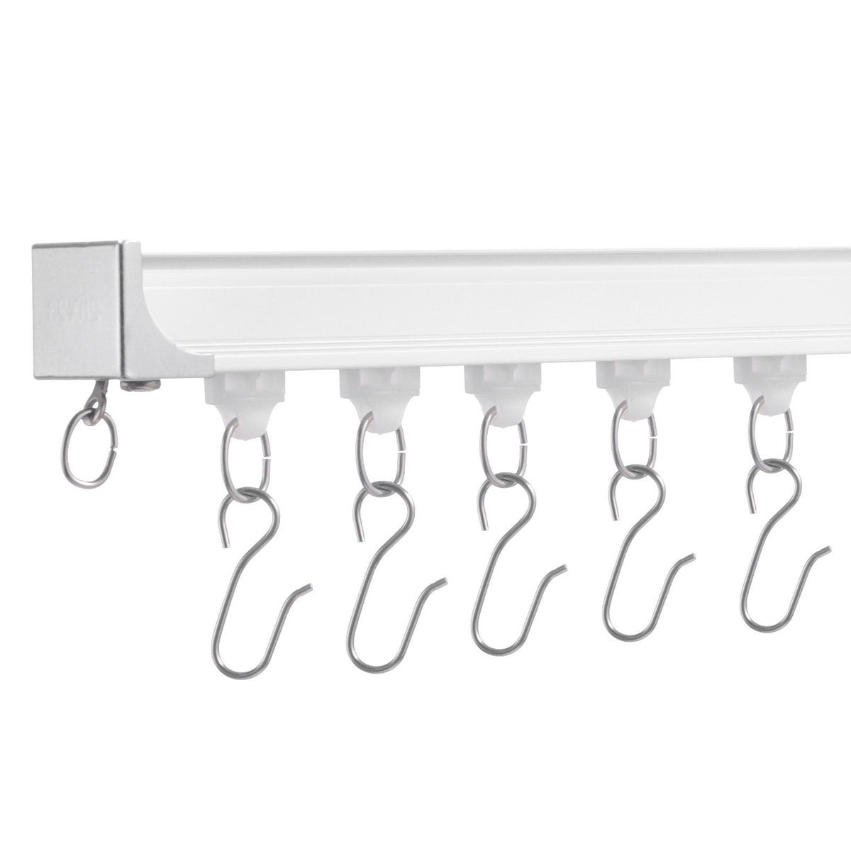 Ceiling Curtain Track Set, 8.9 FT/2.7 Meter, Sliding Ceiling Track System for Curtains, Room Divider Curtain Track Ceiling/Wall Mounted for Living Room Bedroom with Hooks and Hardware, White