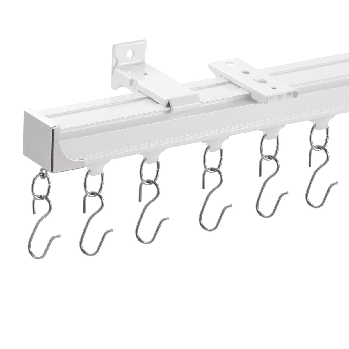 Ceiling Curtain Track Set, 8.9 FT/2.7 Meter, Sliding Ceiling Track System for Curtains, Room Divider Curtain Track Ceiling/Wall Mounted for Living Room Bedroom with Hooks and Hardware, White
