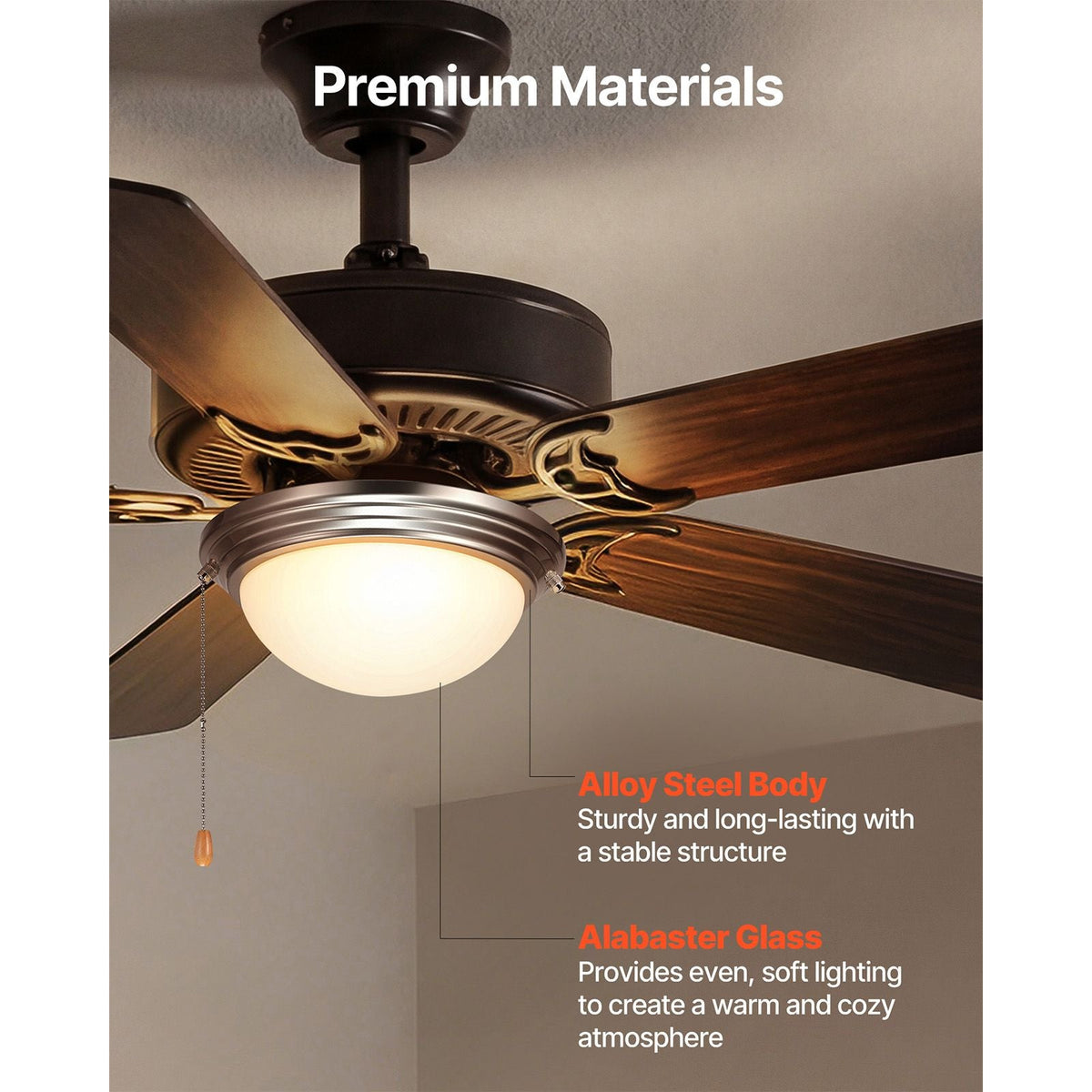 Ceiling Fan Light Kit, 750lm 3000K Fan Light Kit with Pull Chain, 2 LED Bulbs, Modern Replacement Fixture for Living Room, Dining Room, Bedroom, Frosted Milk Glass Shade Brushed Nickel Finish