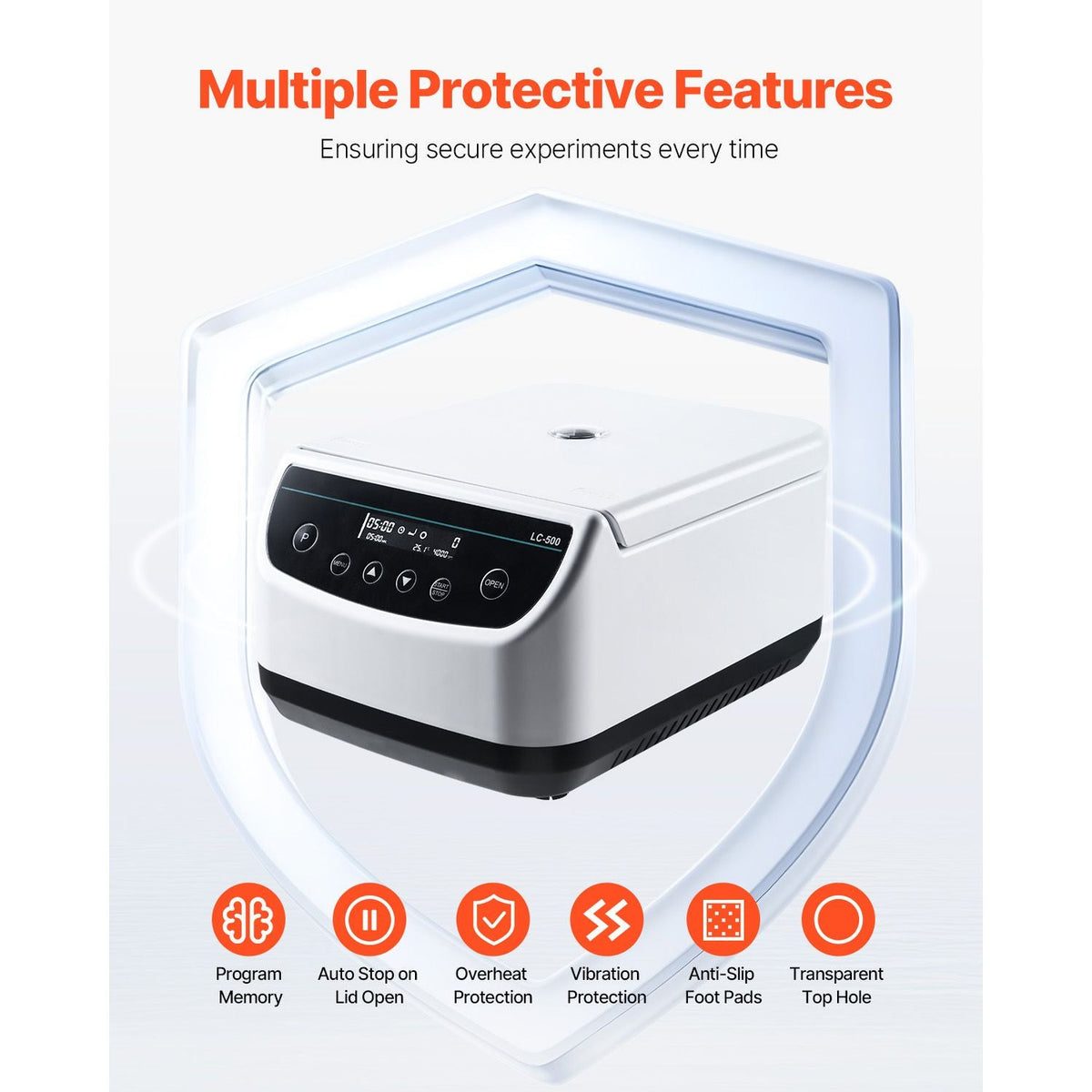 Centrifuge Machine, 100-2100xg RCF Electric Laboratory Centrifuge Machine with 1 Rotor for 2/5/10/15/50ml Tube Capacity, Low Speed 500-4000rpm with Timer, Widely Used in Various Experiments