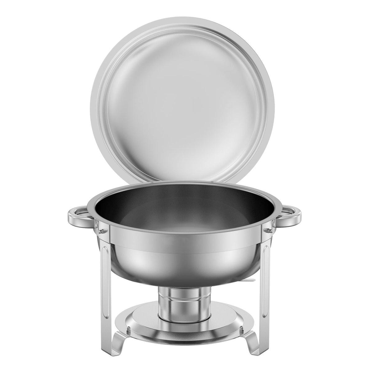 Chafing Dish Buffet Set, 5 Qt 2 Pack, Stainless Steel Chafer with 2 Full Size Pans, Round Catering Warmer Server with Lid Water Pan Folding Stand Clip, for Weddings Parties Banquets, Silver