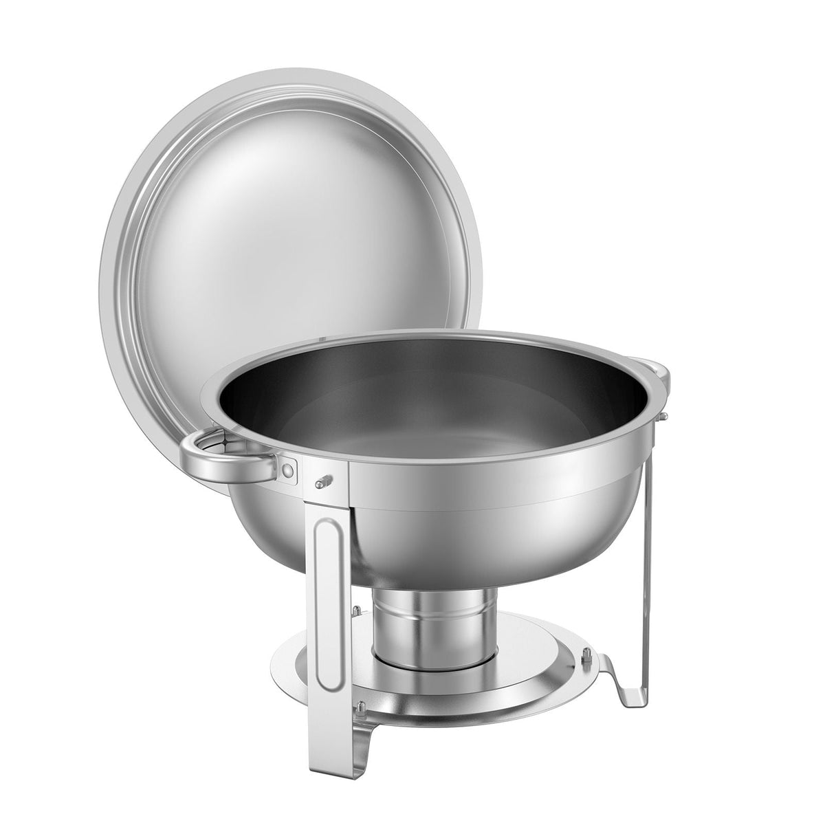 Chafing Dish Buffet Set, 5 Qt 2 Pack, Stainless Steel Chafer with 2 Full Size Pans, Round Catering Warmer Server with Lid Water Pan Folding Stand Clip, for Weddings Parties Banquets, Silver