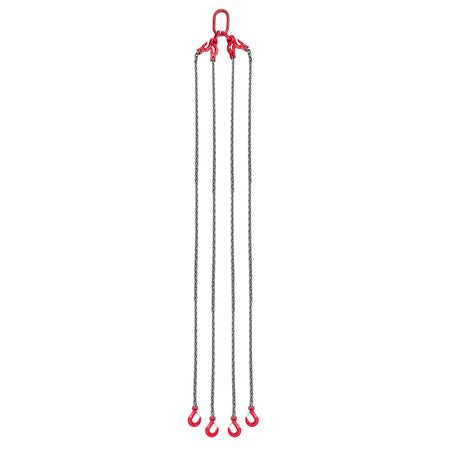 Chain Sling, 3/8 in x 10 ft Lifting Chains with 4 Leg Grab Hooks, Heavy Duty G80 Alloy Steel Lifting Sling, 22900LBS Capacity, Adjustable Engine Chain Hoist Lifts for Cargo Security Towing