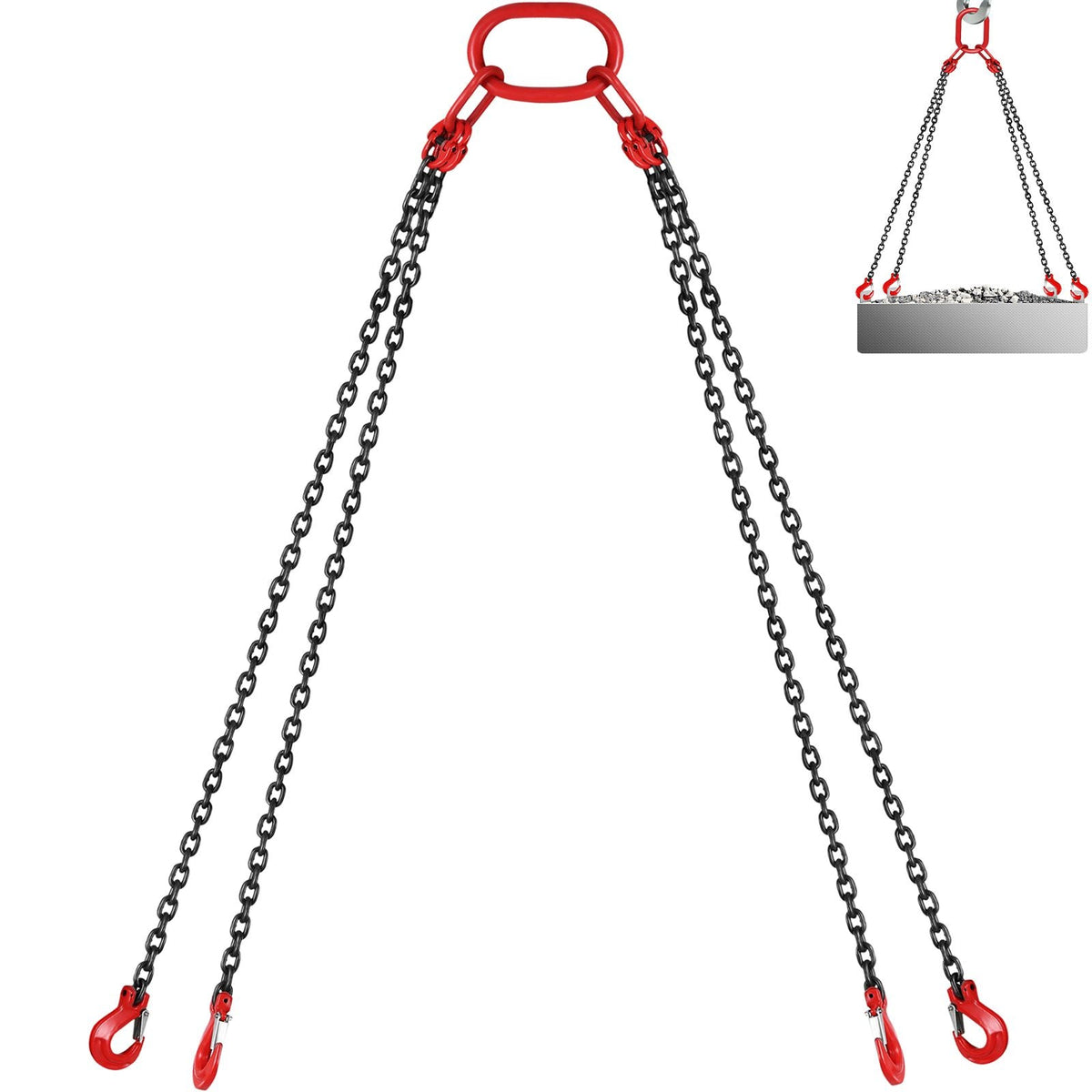 Chain Sling, 5/16 inch x 10 ft Lifting Chains with Hooks, G80 Engine Chain Hoist Lifts, 11000 lbs/5 Ton Capacity Lifting Sling Chains for Engine Hoist, Engine Lift Chain with 4 Leg Grab Hooks