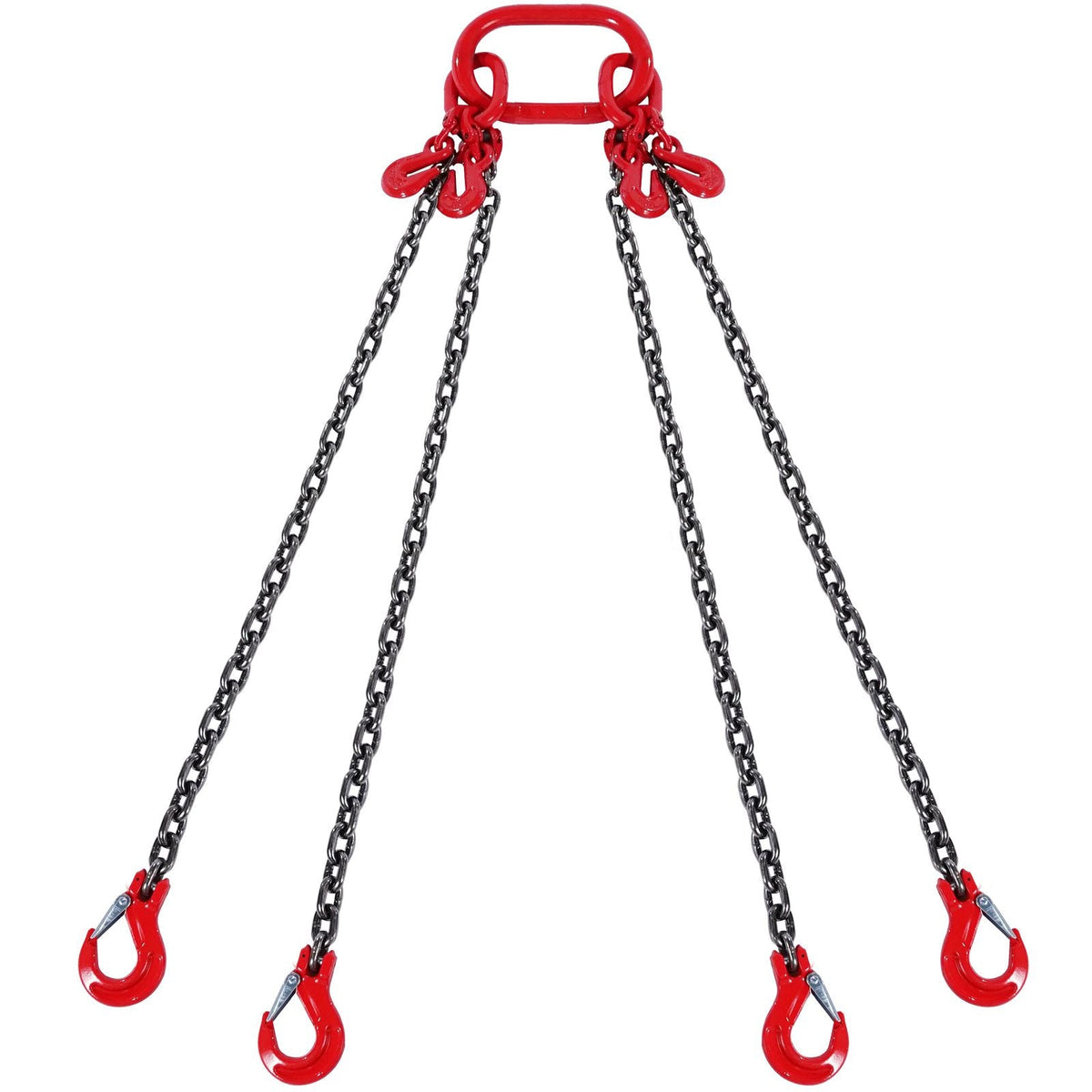 Chain Sling, 5/16 inch x 10 ft Lifting Chains with Hooks, G80 Engine Chain Hoist Lifts, 11000 lbs/5 Ton Lifting Sling Chains for Engine Hoist, Engine Lift Chain with 4 Leg Grab Hooks & Adjusters