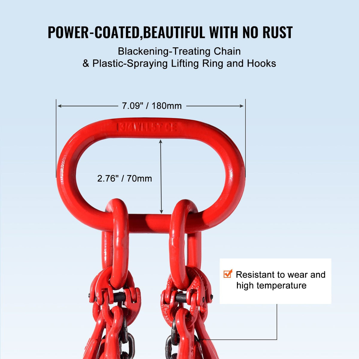 Chain Sling, 5/16 inch x 10 ft Lifting Chains with Hooks, G80 Engine Chain Hoist Lifts, 11000 lbs/5 Ton Lifting Sling Chains for Engine Hoist, Engine Lift Chain with 4 Leg Grab Hooks & Adjusters