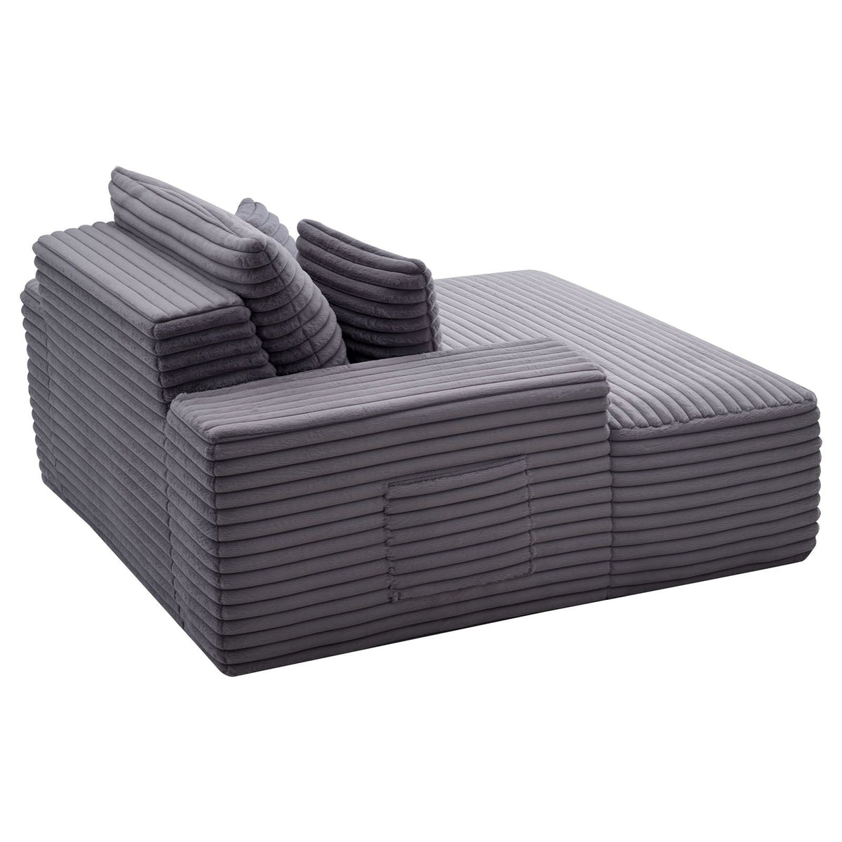 Chaise Lounge Chair, 54 in Boneless Chaise Lounge Indoor, Modern Upholstered Oversized Reading Chair with Throw Pillows & Armrests, Sofa Couch Deep Seat Sleeper for Living Room, Bedroom, Grey