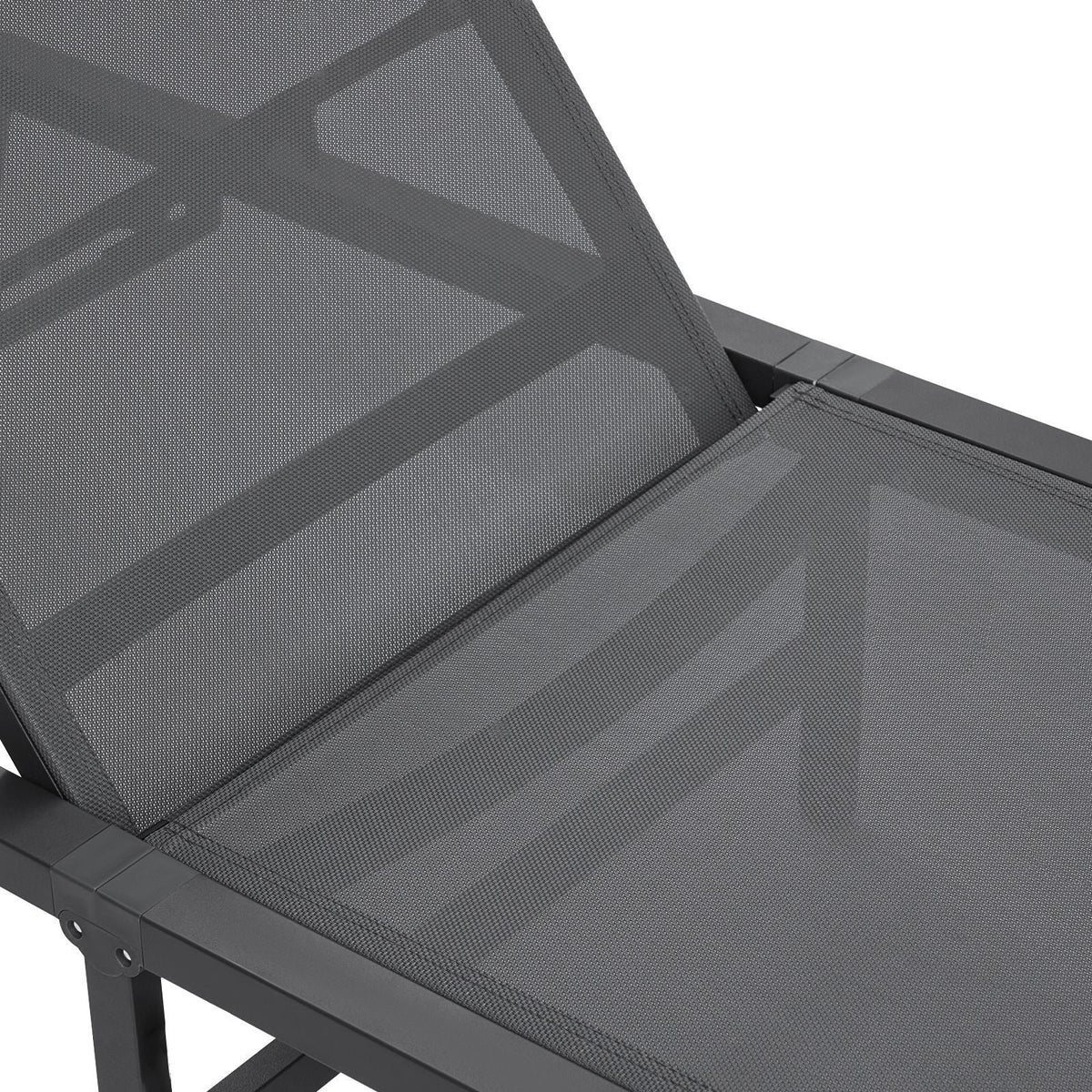 Chaise Lounge Chair Outdoor, Aluminum Patio Lounge Chair with Adjustable 5-Position, Folding Pool Lounge Chair Recliner and Full Flat Tanning Chair for Patio, Beach, Pool, Dark Grey