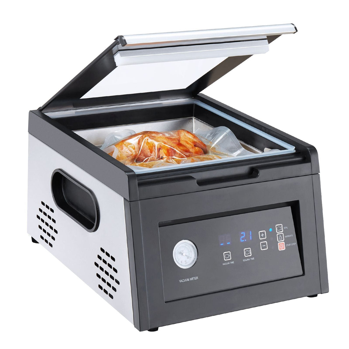Chamber Vacuum Sealer, 380W Vacuum Pump Power, Vacuum Packing Machine for Wet Foods, Meat, Compact Design with 11.5" Sealing Length, Ideal Commercial Vacuum Sealer for Professional and Home Use