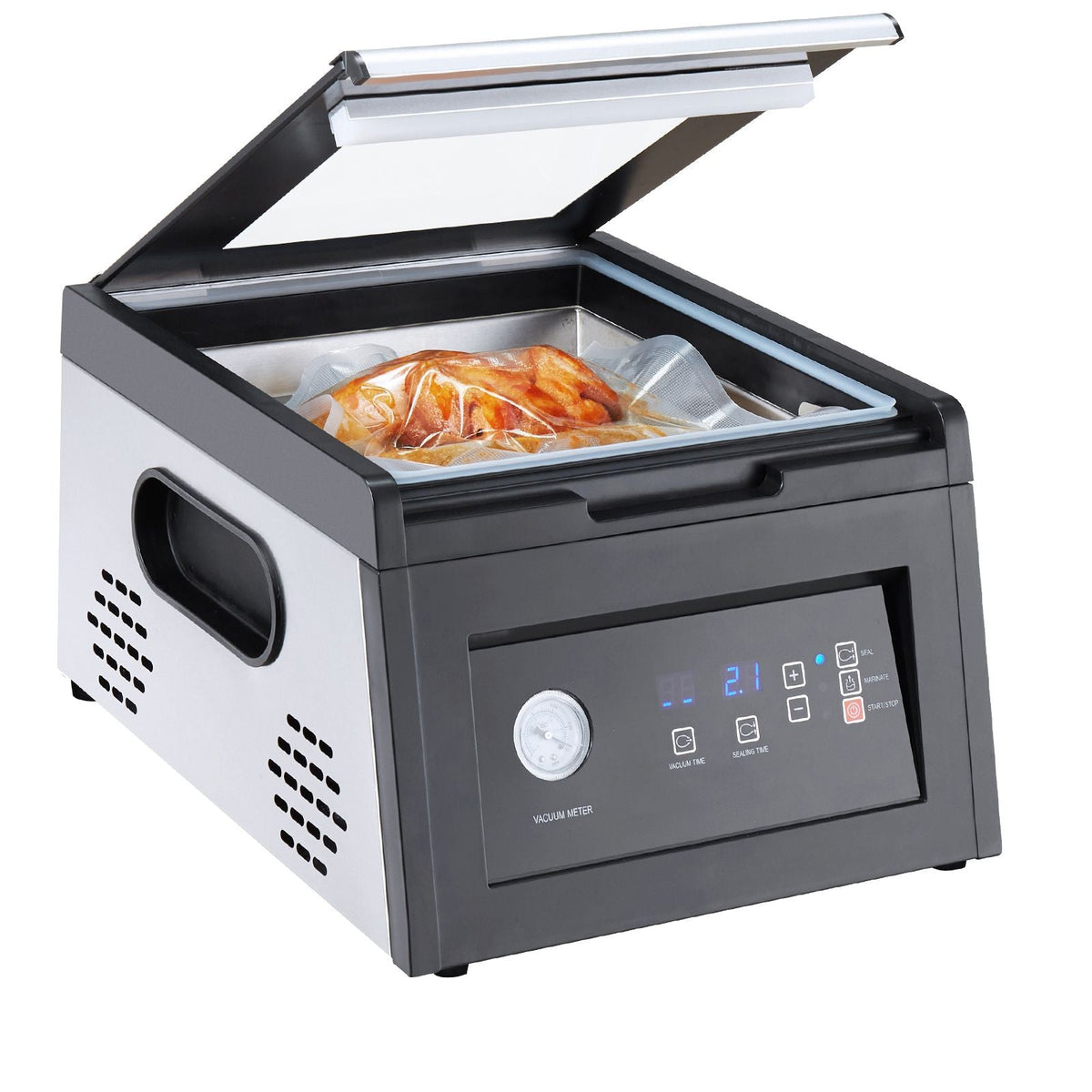 Chamber Vacuum Sealer, 380W Vacuum Pump Power, Vacuum Packing Machine for Wet Foods, Meat, Compact Design with 11.5" Sealing Length, Ideal Commercial Vacuum Sealer for Professional and Home Use