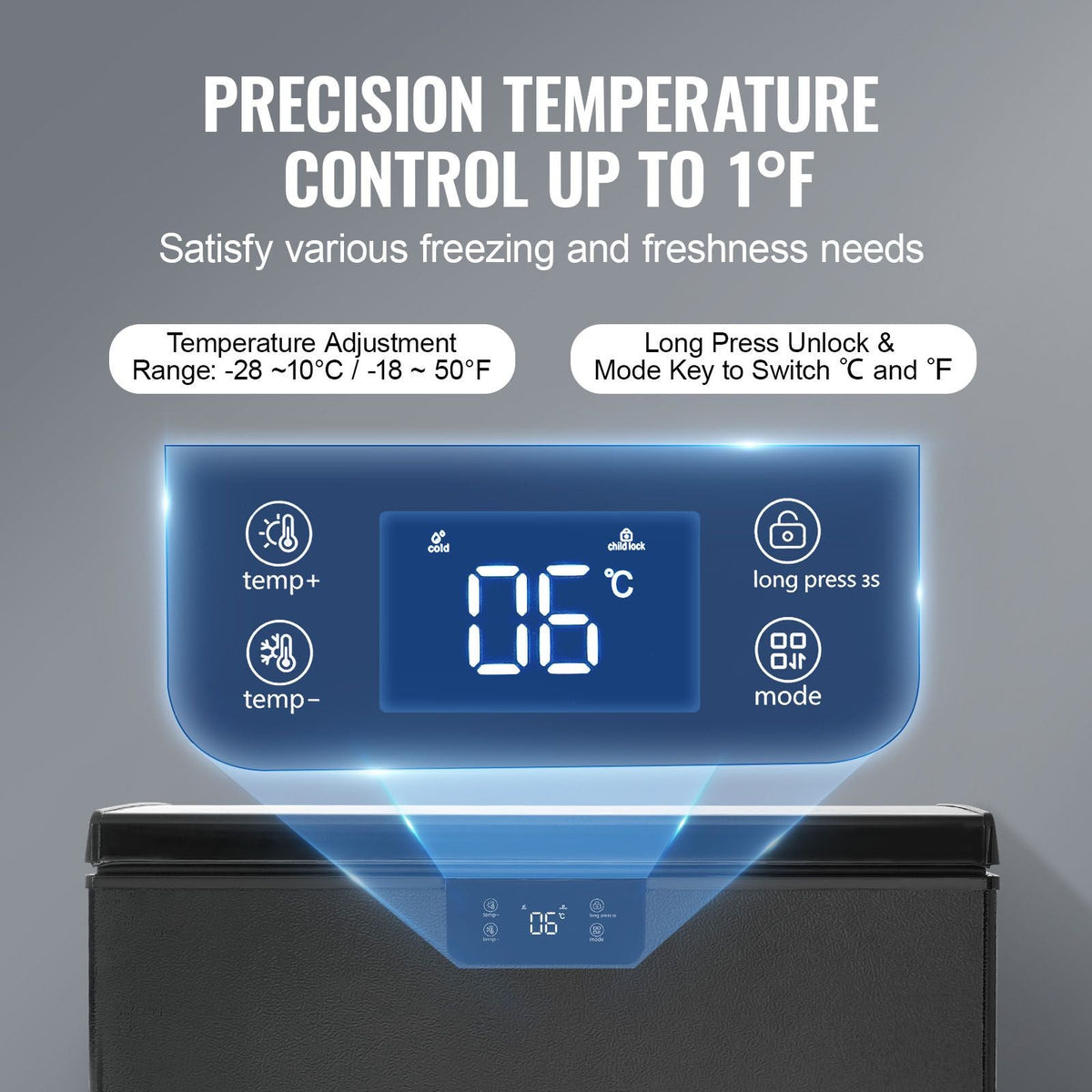 Chest Freezer, 5.4 Cu.ft / 153 L Compact Deep Freezer, Free Standing Top Open Door Compact Freezers with 2 Removable Baskets & Adjustable Thermostat, Energy Saving & Low Noise, Black