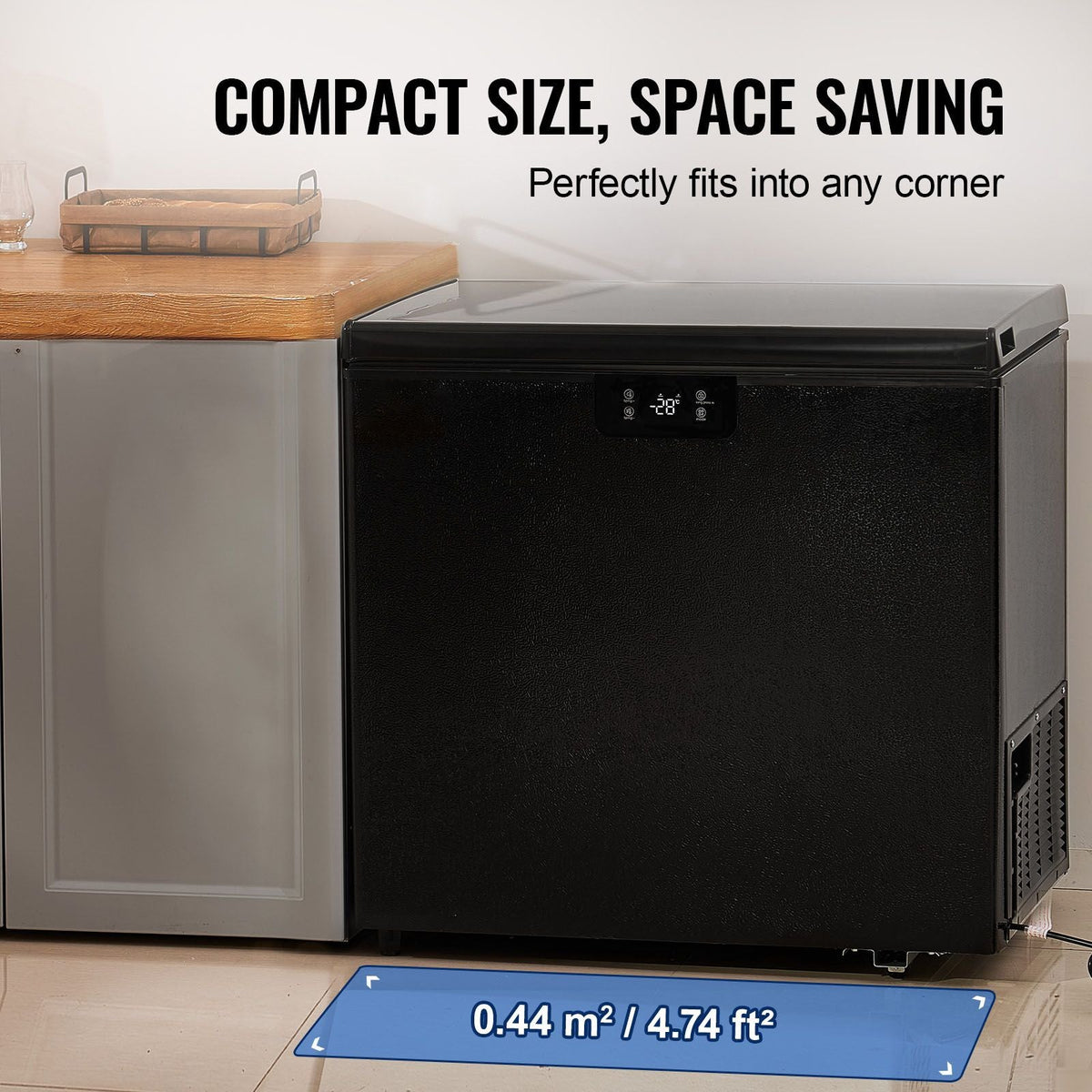 Chest Freezer, 5.4 Cu.ft / 153 L Compact Deep Freezer, Free Standing Top Open Door Compact Freezers with 2 Removable Baskets & Adjustable Thermostat, Energy Saving & Low Noise, Black
