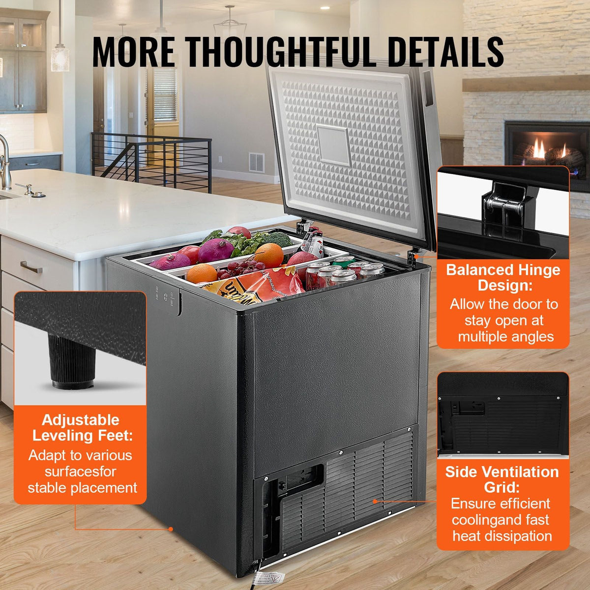 Chest Freezer, 5.4 Cu.ft / 153 L Compact Deep Freezer, Free Standing Top Open Door Compact Freezers with 2 Removable Baskets & Adjustable Thermostat, Energy Saving & Low Noise, Black