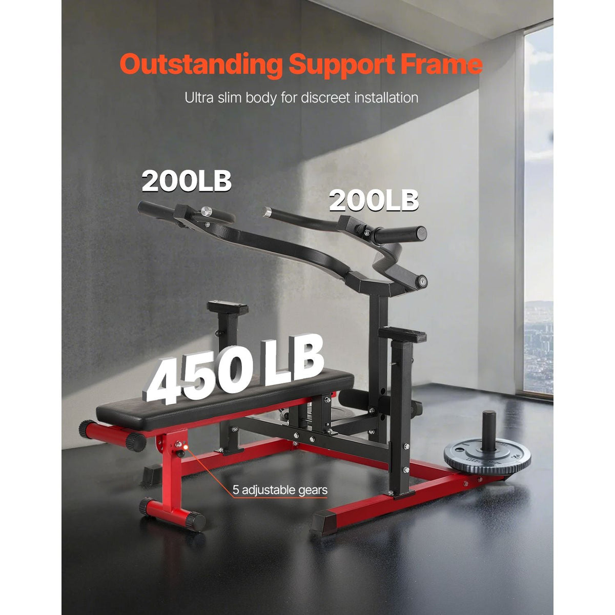Chest Press Machine, 450 LBS Bench Press Set, Adjustable Flat Incline Bench with Independent Converging Arms, Upper Chest Equipment, Fitness Home Gym Equipment for Chest, AB Workouts, Shoulder