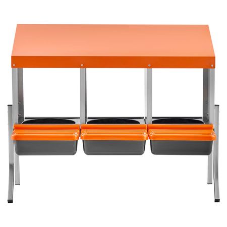 Chicken Nesting Boxes, 3 Compartments, with Support Legs, Easy Egg Collection, Galvanized Steel and High-Strength Plastic, Roll Away Nesting Boxes for Chickens and Hens Laying Eggs, Orange