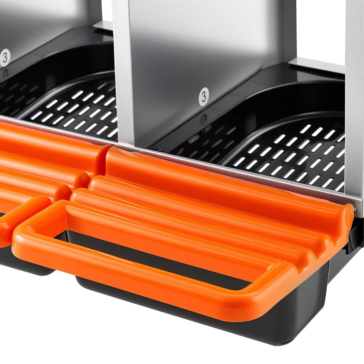 Chicken Nesting Boxes, 3 Compartments, with Support Legs, Easy Egg Collection, Galvanized Steel and High-Strength Plastic, Roll Away Nesting Boxes for Chickens and Hens Laying Eggs, Orange