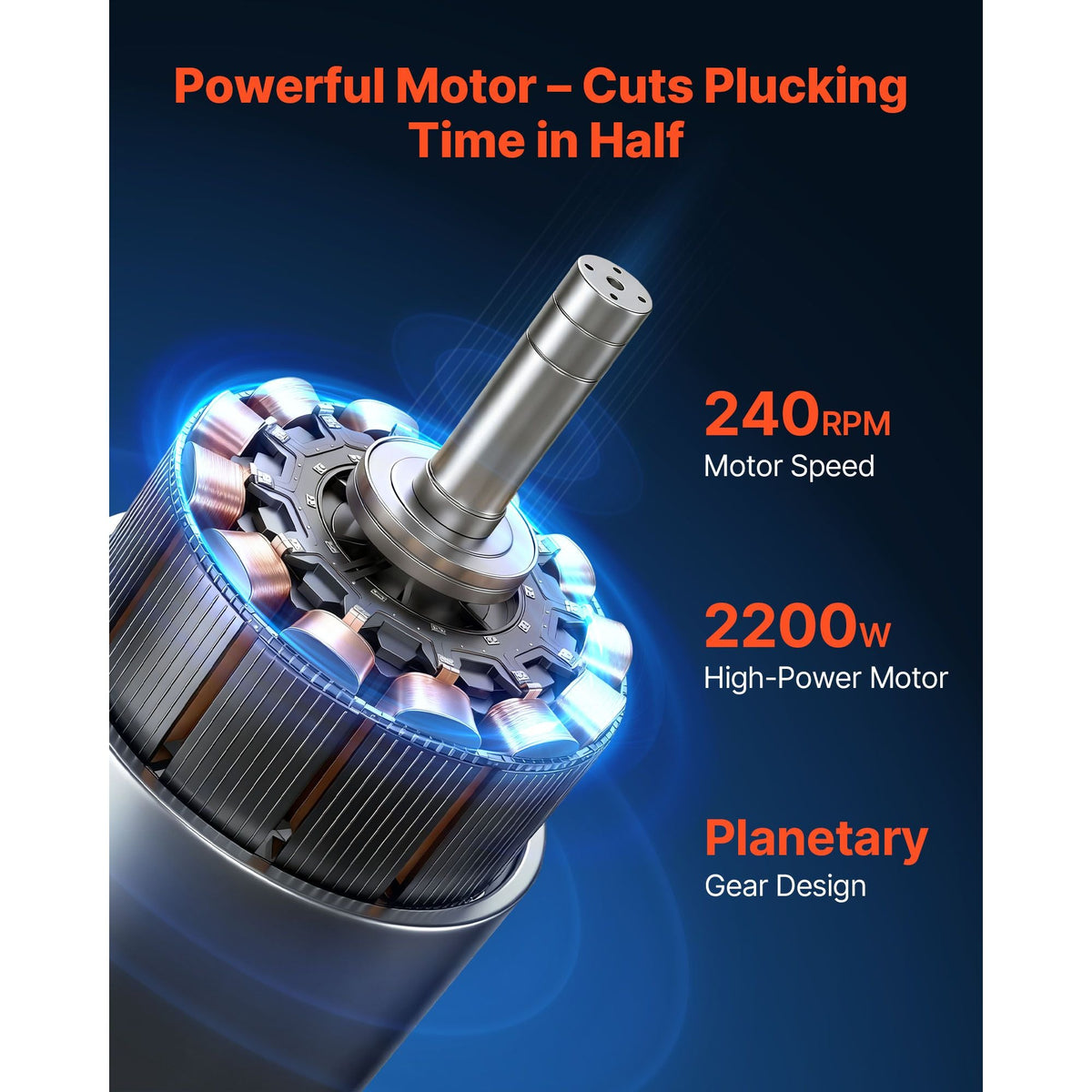 Chicken Plucker Machine, 23.6 in Drum, 2200W & 240RPM Electric Chicken Plucking Machine with 119 Soft Fingers & Transport Wheels, Stainless Steel Feather Remover for Processing 2-4 Chicks Once