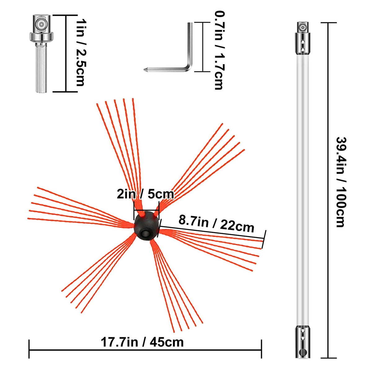 Chimney Sweep Kit 26FT, Chimney Brush 315 Inch Chimney Brush Rod Kit 8 Rods with Nylon Flexible Rods .