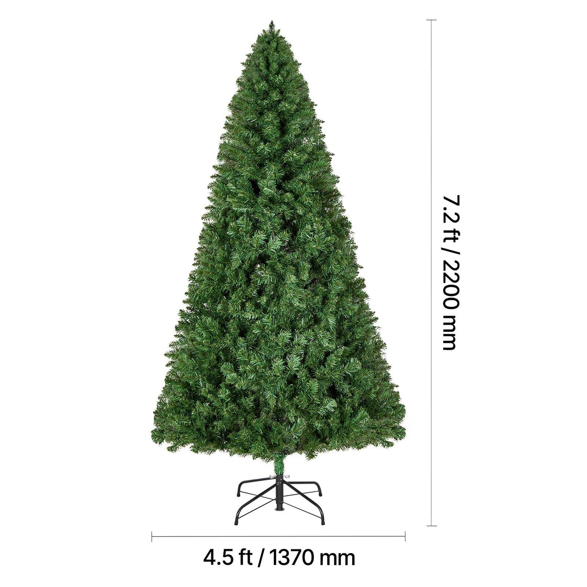 Christmas Tree, 7.2ft Artificial Xmas Tree, Full Holiday Decor Trees with 1346 Branch Tips & Sturdy Metal Base for Home Party Office Decoration