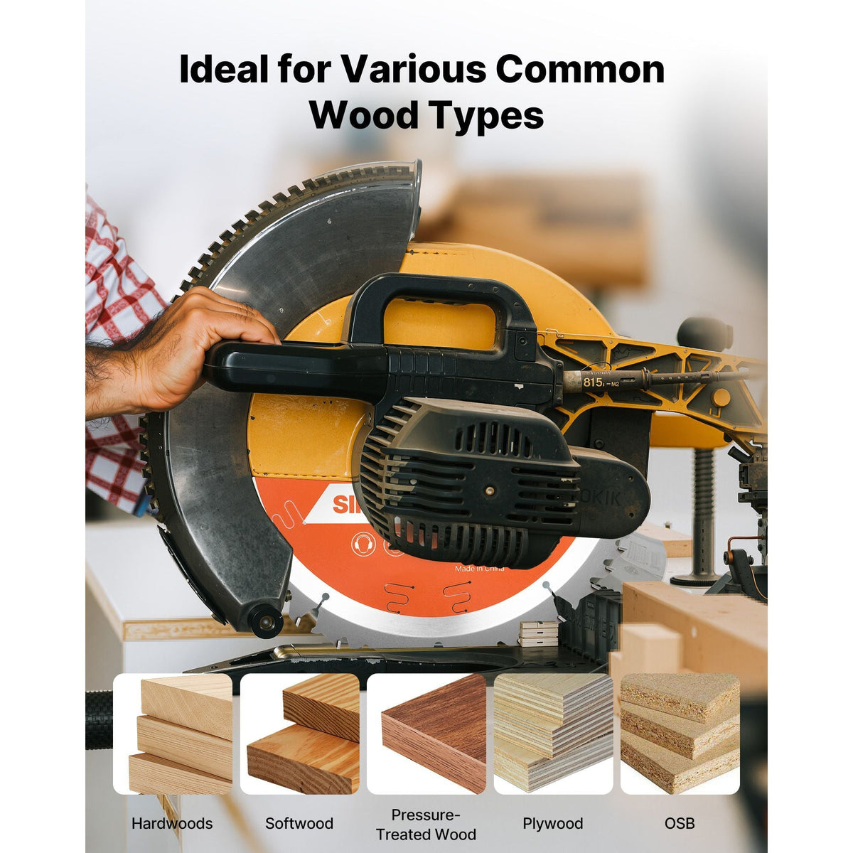 Circular Saw Blade, 10 inch Diameter, 50 Sharp Alloy Teeth, 5/8 inch Arbor, Fine Finish, Wood Cutting Blade for Circular Saw, with Noise-Reducing Heat Vents, for Cutting Plywood, OSB, Hardwood