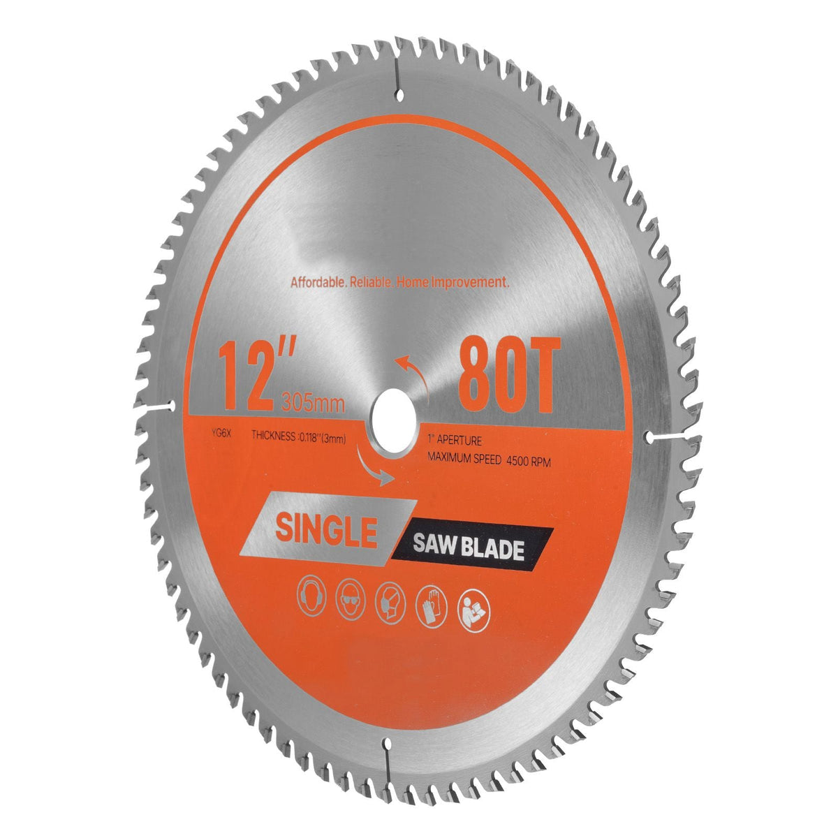 Circular Saw Blade, 12 inch Diameter, 80 Sharp Alloy Teeth, 1 inch Arbor, Fine Finish, Wood Cutting Blade for Circular Saw, with Noise-Reducing Heat Vents, for Cutting Plywood, OSB, Hardwood