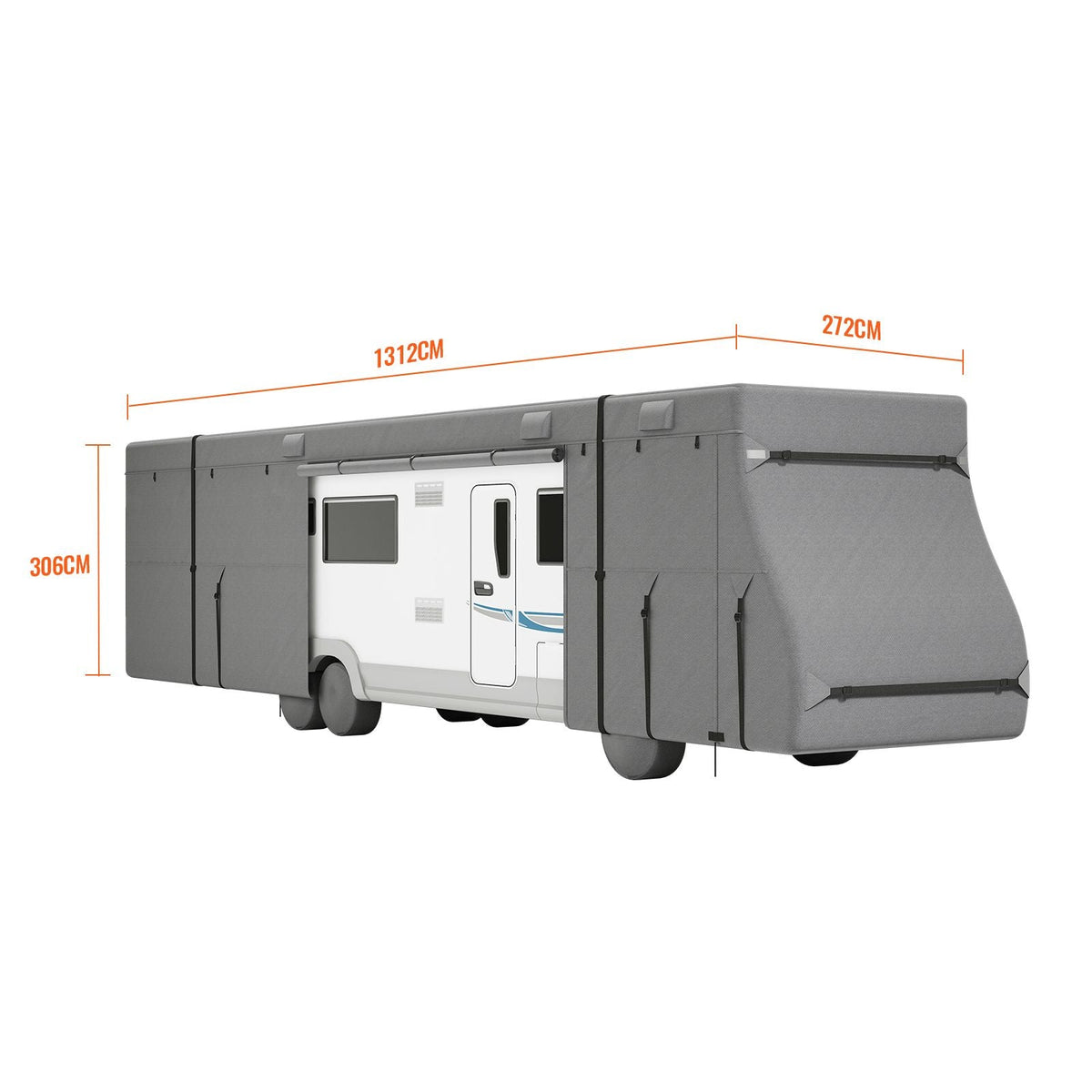Class A RV Cover, 40-43 ft Motorhome Cover, Non-woven Fabric Motorhome RV Cover, Waterproof, Windproof and Rip-Stop, Camper Cover with Storage Bag, Repair Patches, Straps and Tire Covers