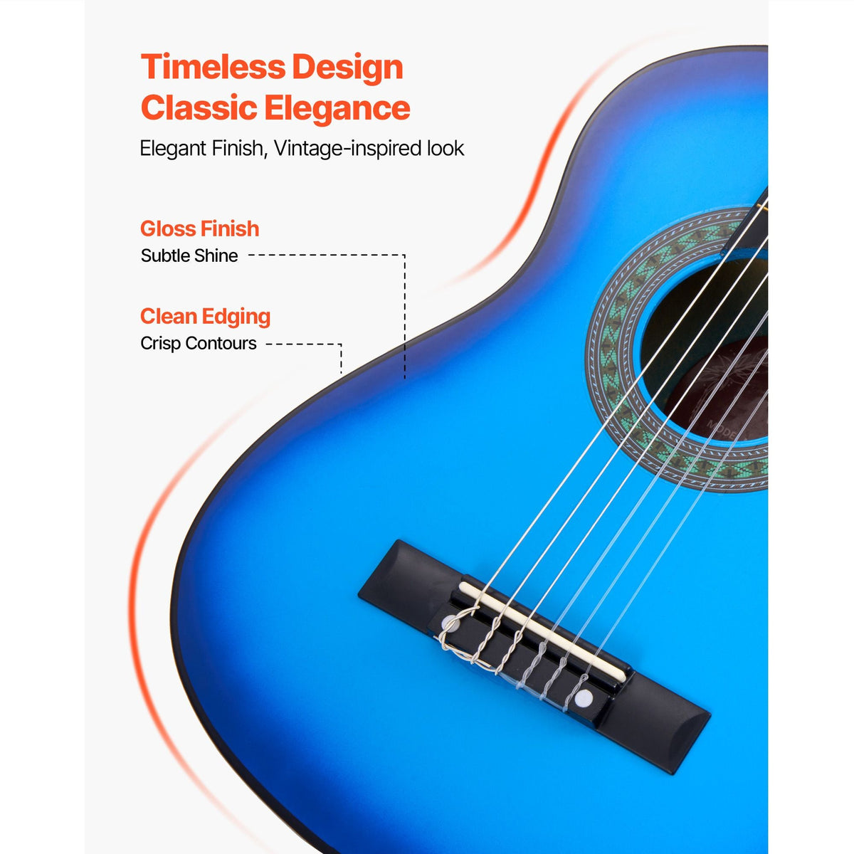 Classical Guitar, 30 Inch, Wood Classical Guitar Starter Kit for Beginners, with Nylon Strings, Gig Bag, Strap, Tuner, Extra Strings, Picks, Capo, Basswood, for Kids Girls Boys Students, Blue