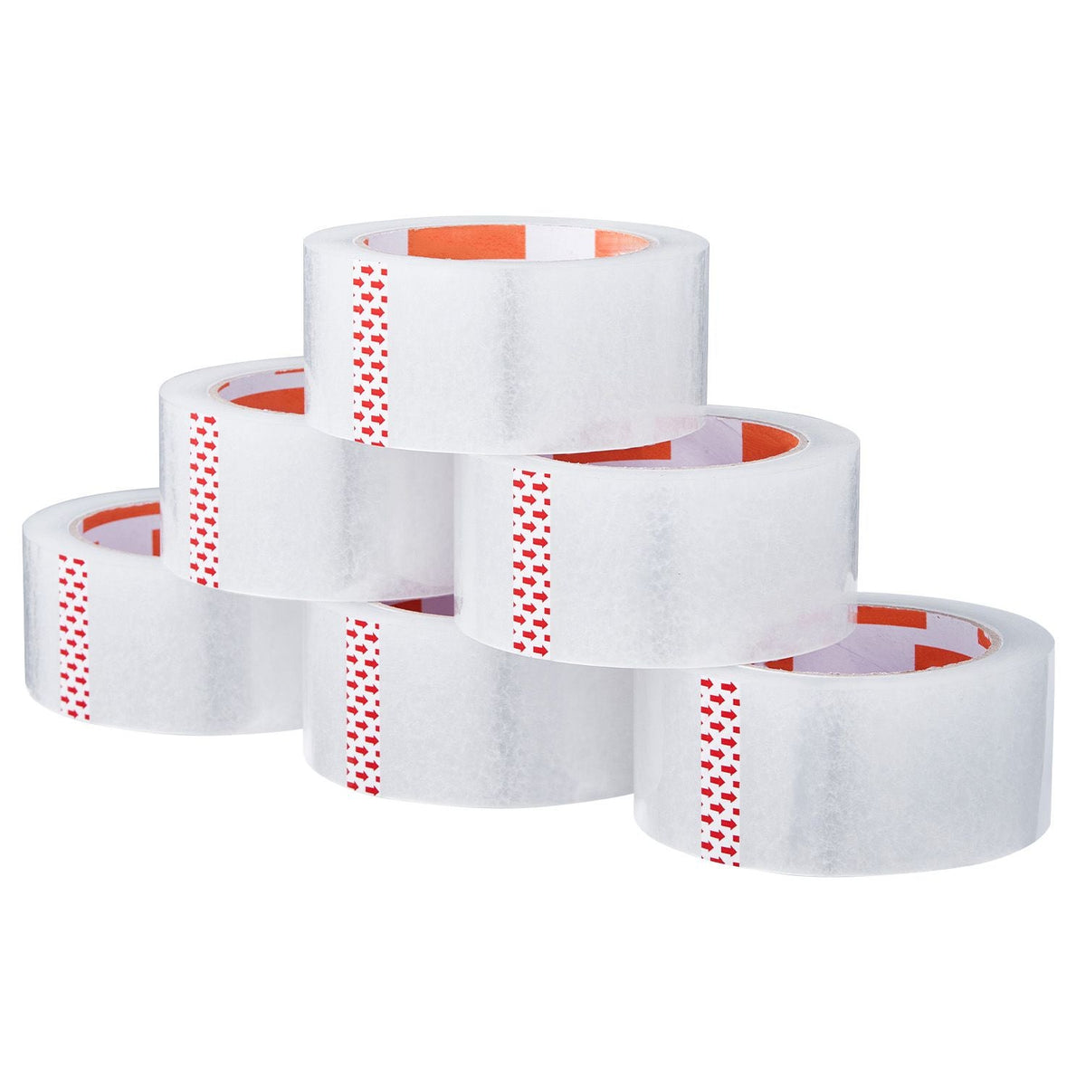 Clear Packing Tape, 3 inches Core, 6 Rolls 1.88 Inches x 65 Yards Packing Tape with Dispenser, 2.7 Mil Heavy Duty Packaging Tape Designed for Moving, Storage and Packing, Shipping and Mailing