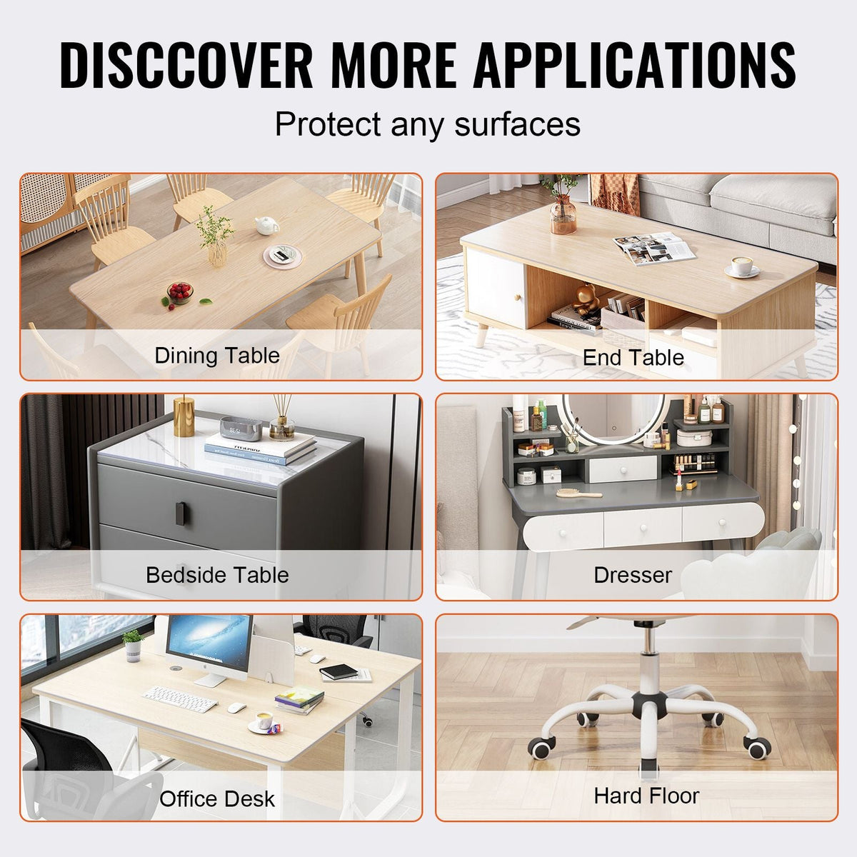 Clear Table Cover Protector, 18" x 48"/ 460 x 1232 mm Table Cover, 1.5 mm Thick PVC Plastic Tablecloth, Waterproof Desktop Protector for Writing Desk, Coffee Table, Dining Room Table