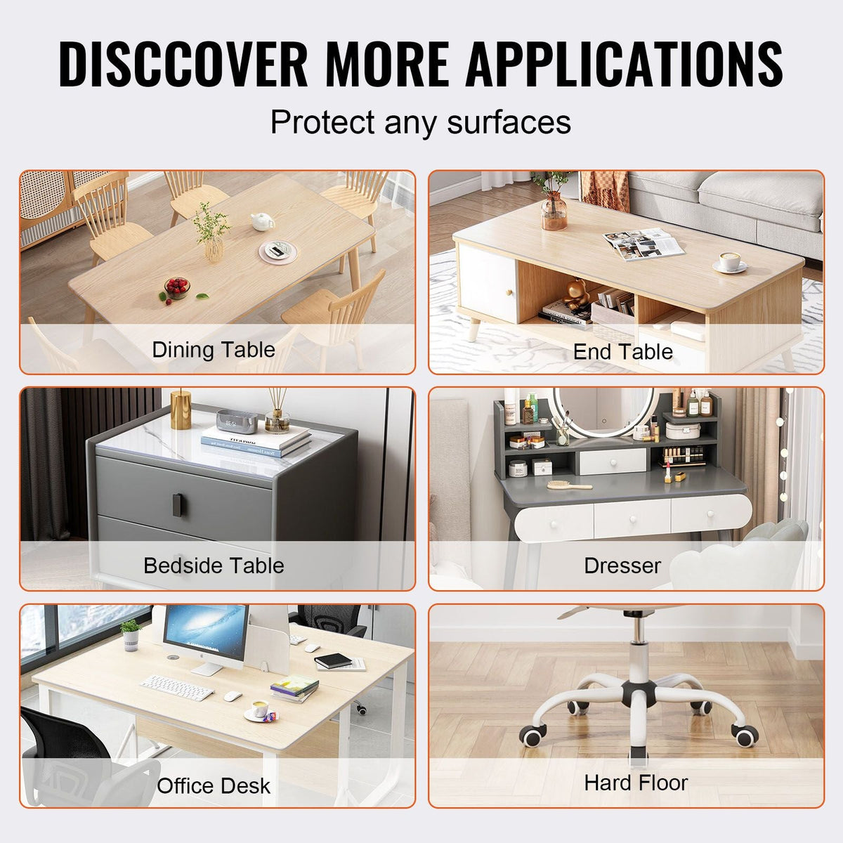 Clear Table Cover Protector, 36" x 72" Rectangle Table Cover, 1.5 mm Thick PVC Plastic Tablecloth, Waterproof Desktop Protector for Writing Desk, Coffee Table, Dining Room Table