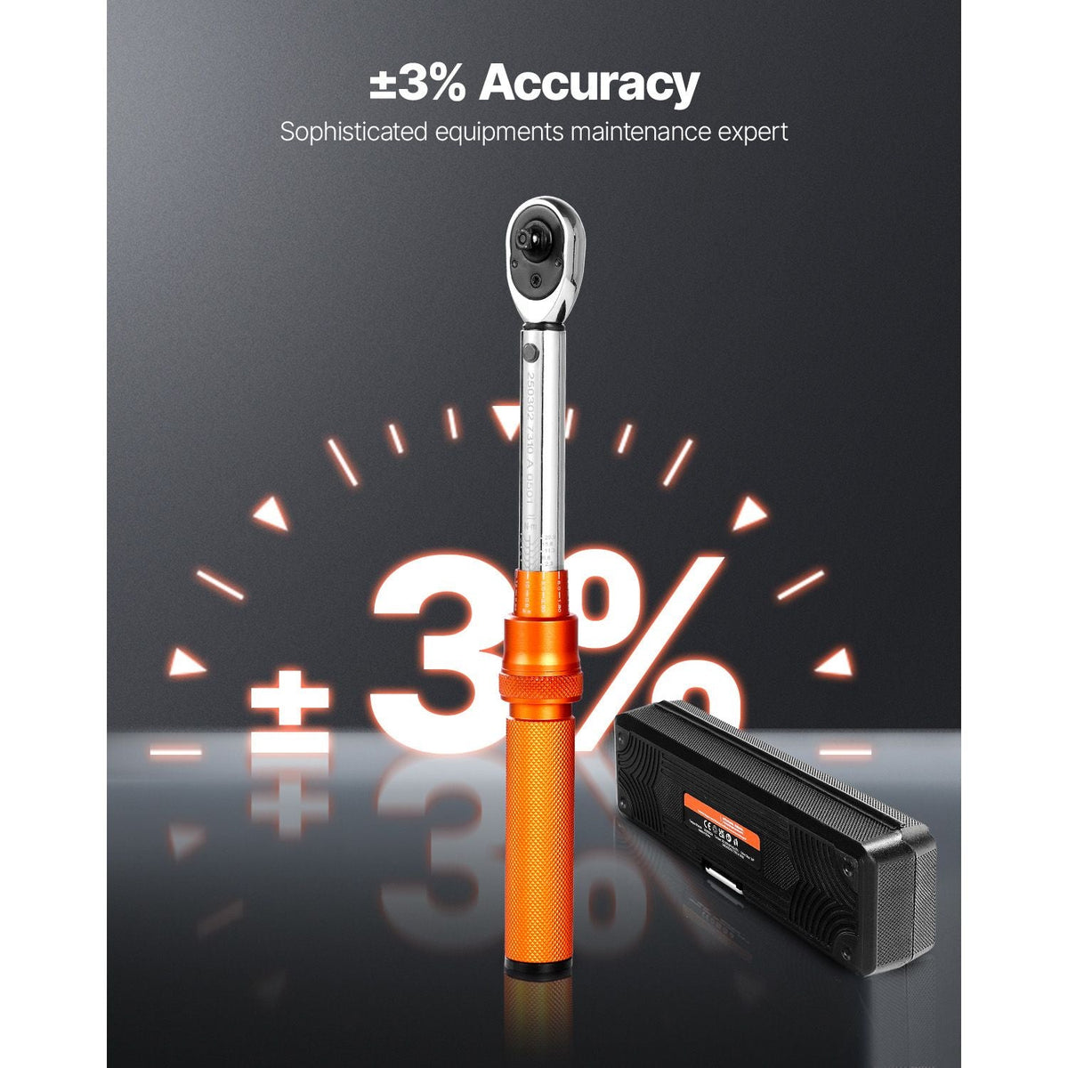 Click Torque Wrench Set, 1/4Inch Drive, 20-200lbf-in/2.3-22.6N.m, Dual-direction and Dual Range Scales, 72-Tooth, ±3% High Precision, with Bit Sockets, Extension Bar, for Bicycle Repair, Orange