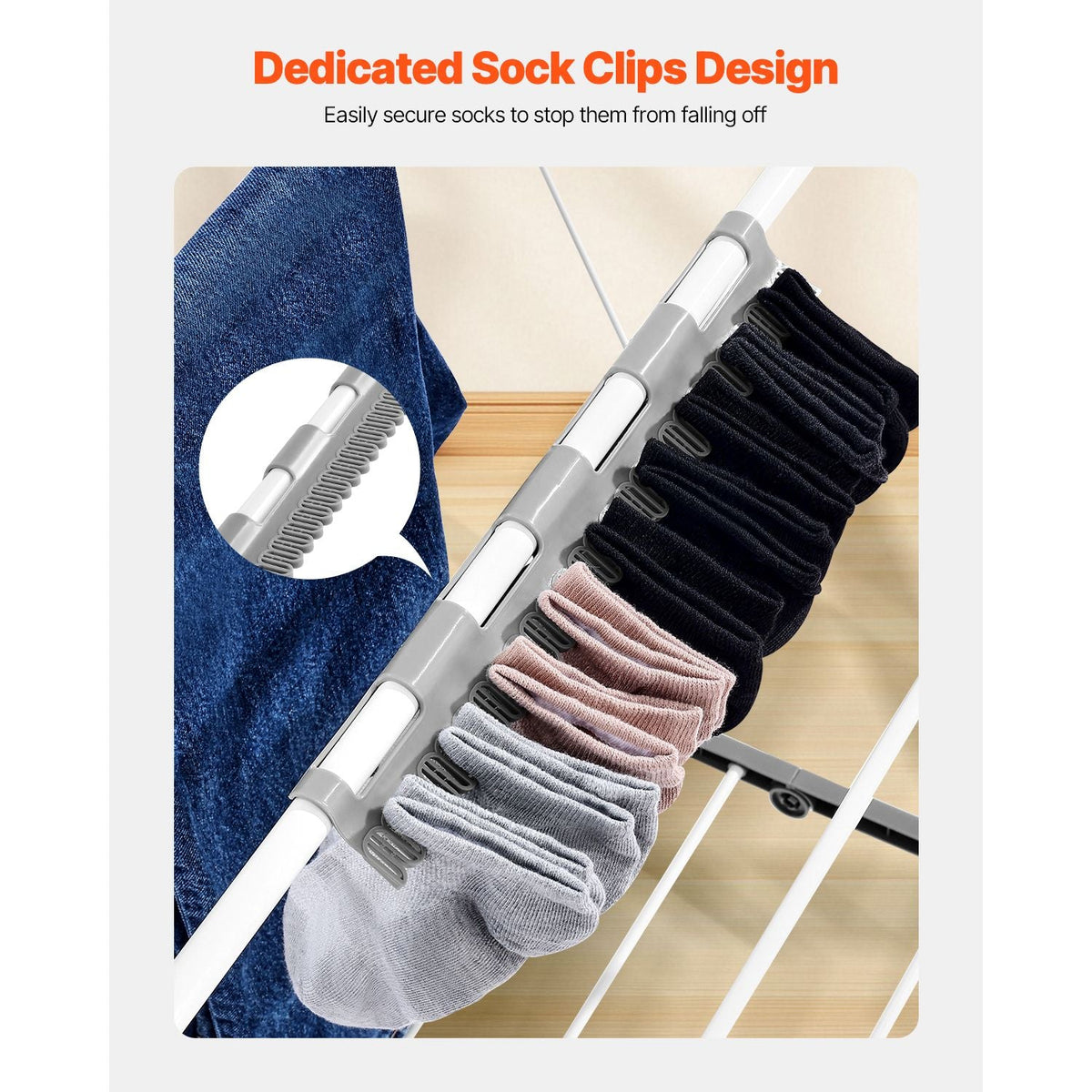 Clothes Drying Rack, 2-Tier Foldable Laundry Dryer Rack with Sock Clips & 21 Drying Rods, Metal Height Adjustable Drying Racks for Outdoor & Indoor, Free-Standing & Space-Saving Hanger, White