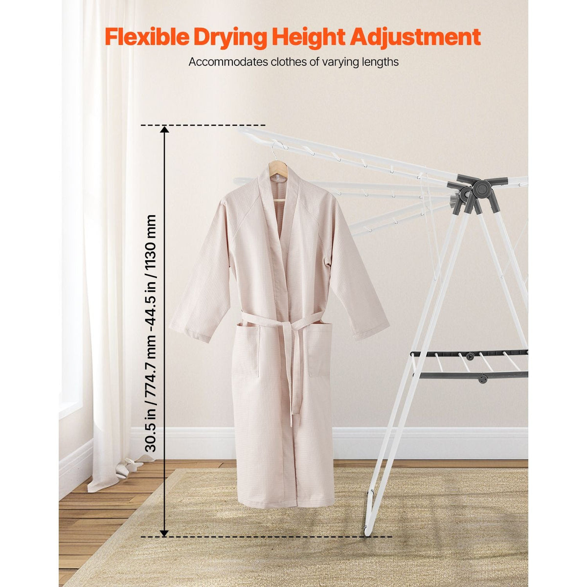 Clothes Drying Rack, 2-Tier Foldable Laundry Dryer Rack with Sock Clips & 21 Drying Rods, Metal Height Adjustable Drying Racks for Outdoor & Indoor, Free-Standing & Space-Saving Hanger, White