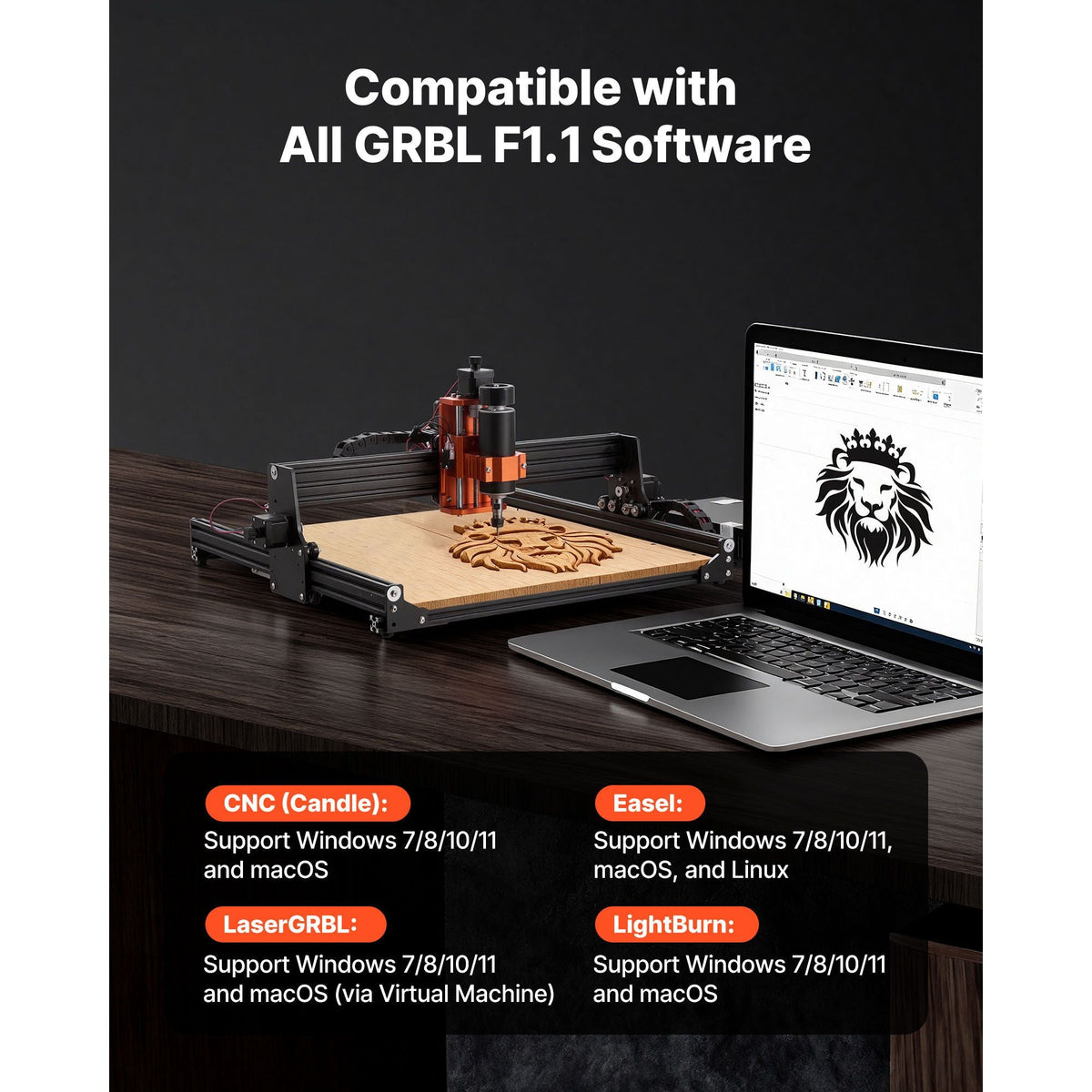 CNC Router Machine, 300W Spindle, 3-Axis Wood Engraving Milling Machine, with 15.75 x 15.75 x 2.36 in Working Area, Offline Controller, Aluminum Alloy Structure, for Wood Acrylic Carving Cutting