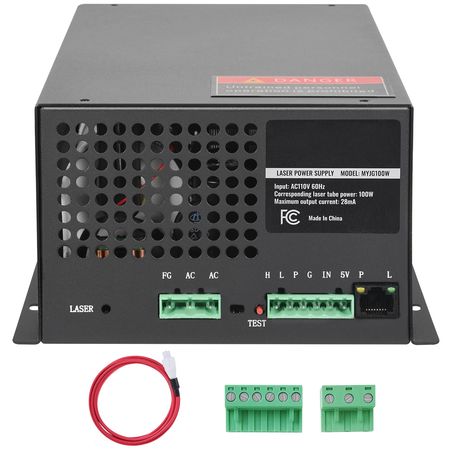 CO2 Laser Power Supply, 100W, Power Supply for 100W Laser Tube, Constant Current Protection, Open Circuit Protection, Fast Heat Dissipation, Compatible for Multi-brand Laser Engravers & Cutters