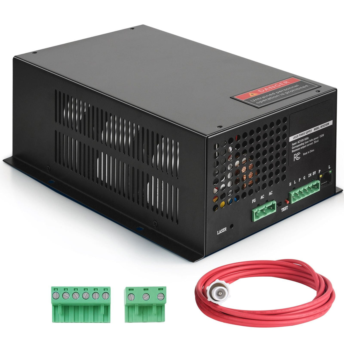 CO2 Laser Power Supply, 150W, Power Supply for 150W Laser Tube, Constant Current Protection, Open Circuit Protection, Fast Heat Dissipation, Compatible for Multi-brand Laser Engravers & Cutters