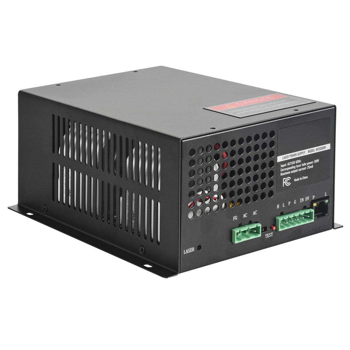 CO2 Laser Power Supply, 80W, Power Supply for 80W Laser Tube, Constant Current Protection, Open Circuit Protection, Fast Heat Dissipation, Compatible for Multi-brand Laser Engravers & Cutters